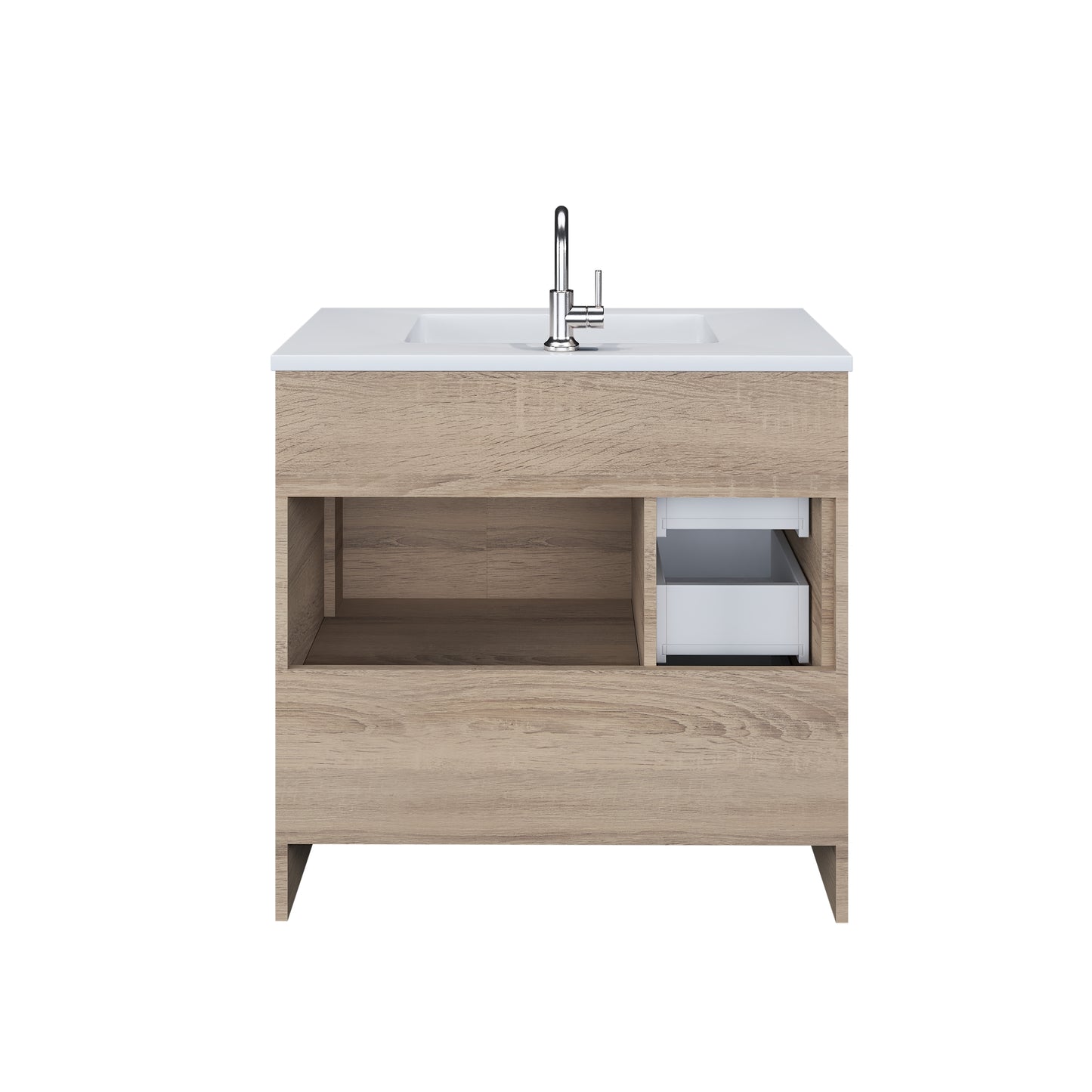 Flow 36" Bathroom Vanity with integrated counter top Left Side Drawers