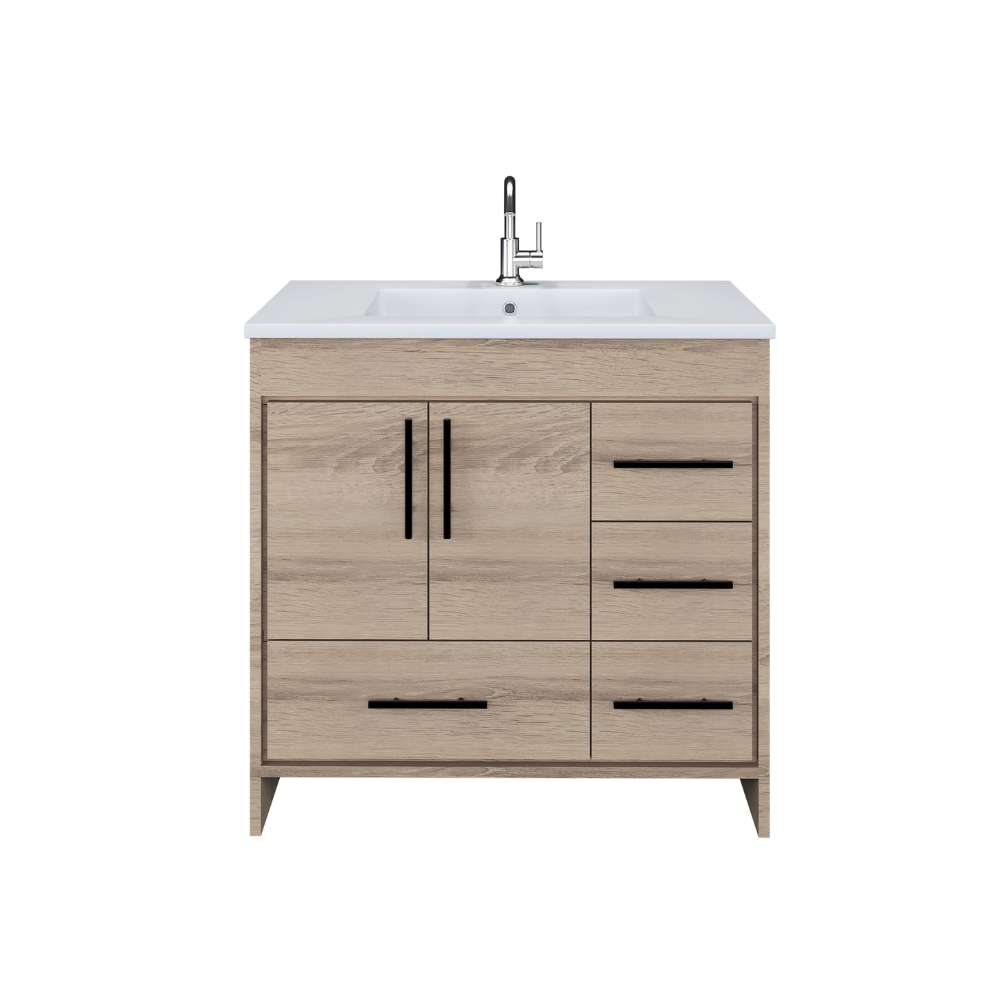 Flow 36" Bathroom Vanity with integrated counter top Right Side Drawers