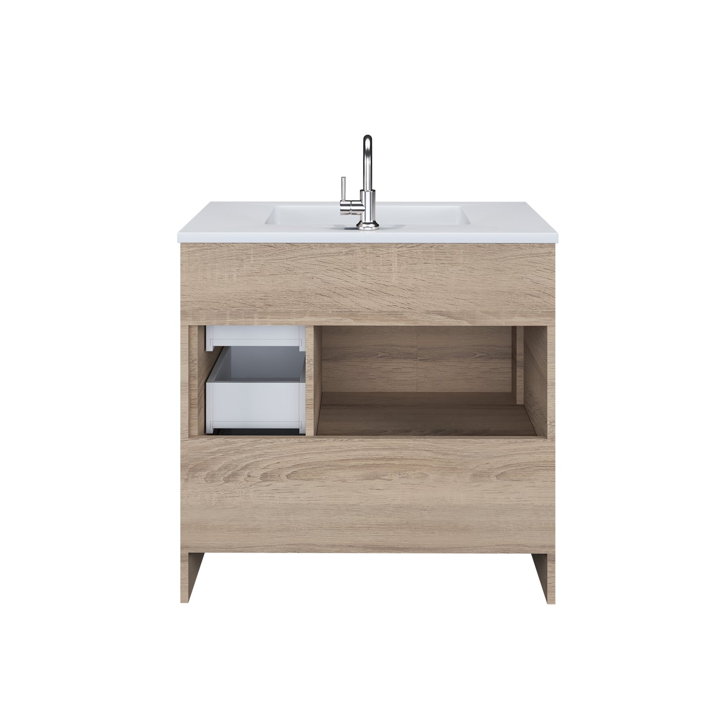 Flow 36" Bathroom Vanity with integrated counter top Right Side Drawers