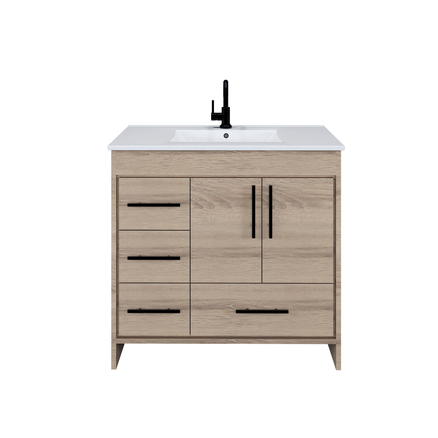 Flow 36" Bathroom Vanity with integrated counter top Left Side Drawers