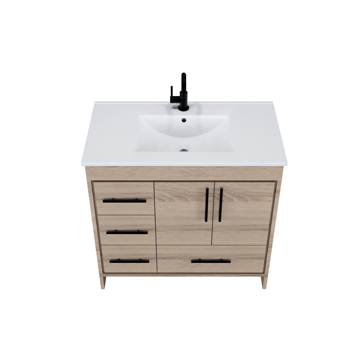 Flow 36" Bathroom Vanity with integrated counter top Left Side Drawers