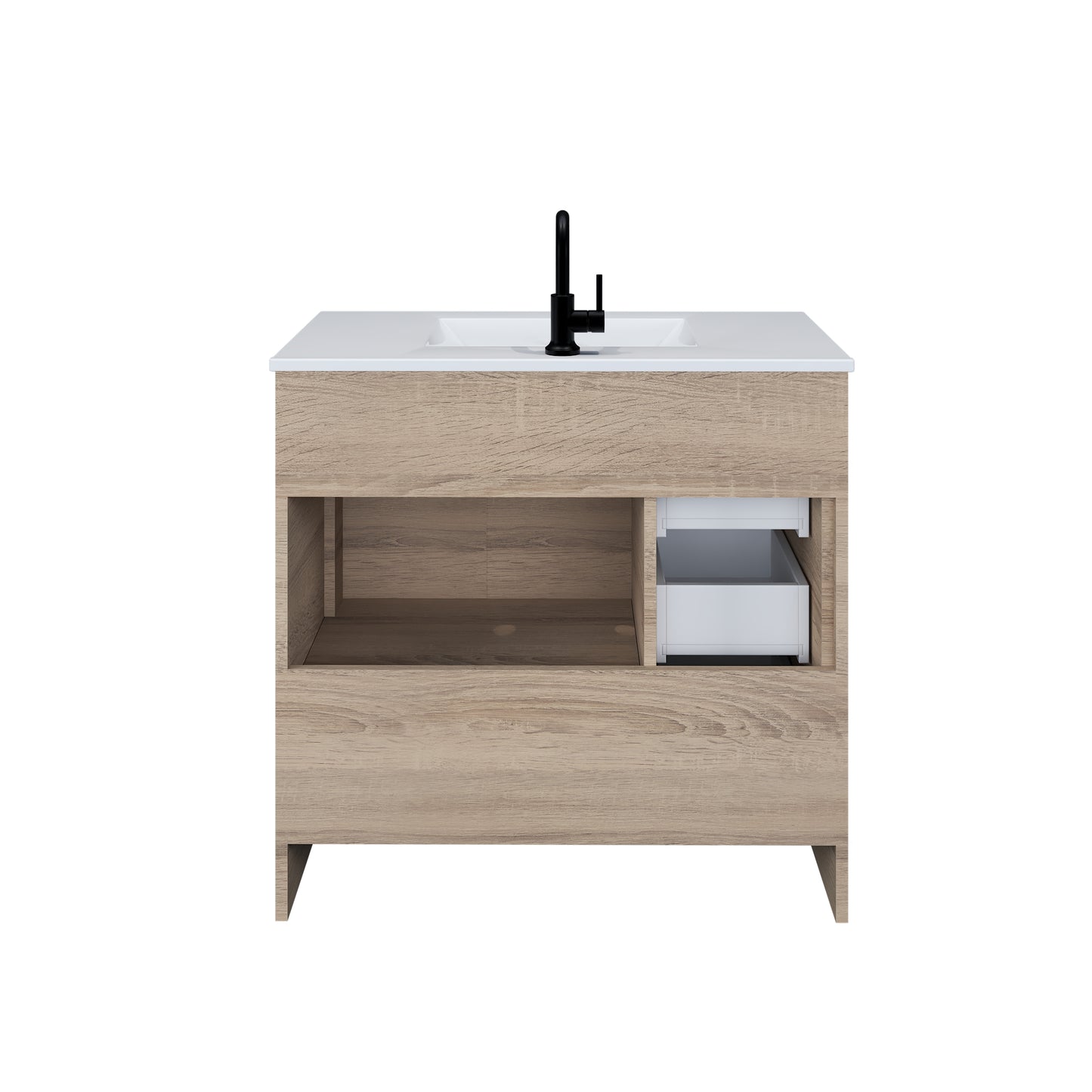 Flow 36" Bathroom Vanity with integrated counter top Left Side Drawers