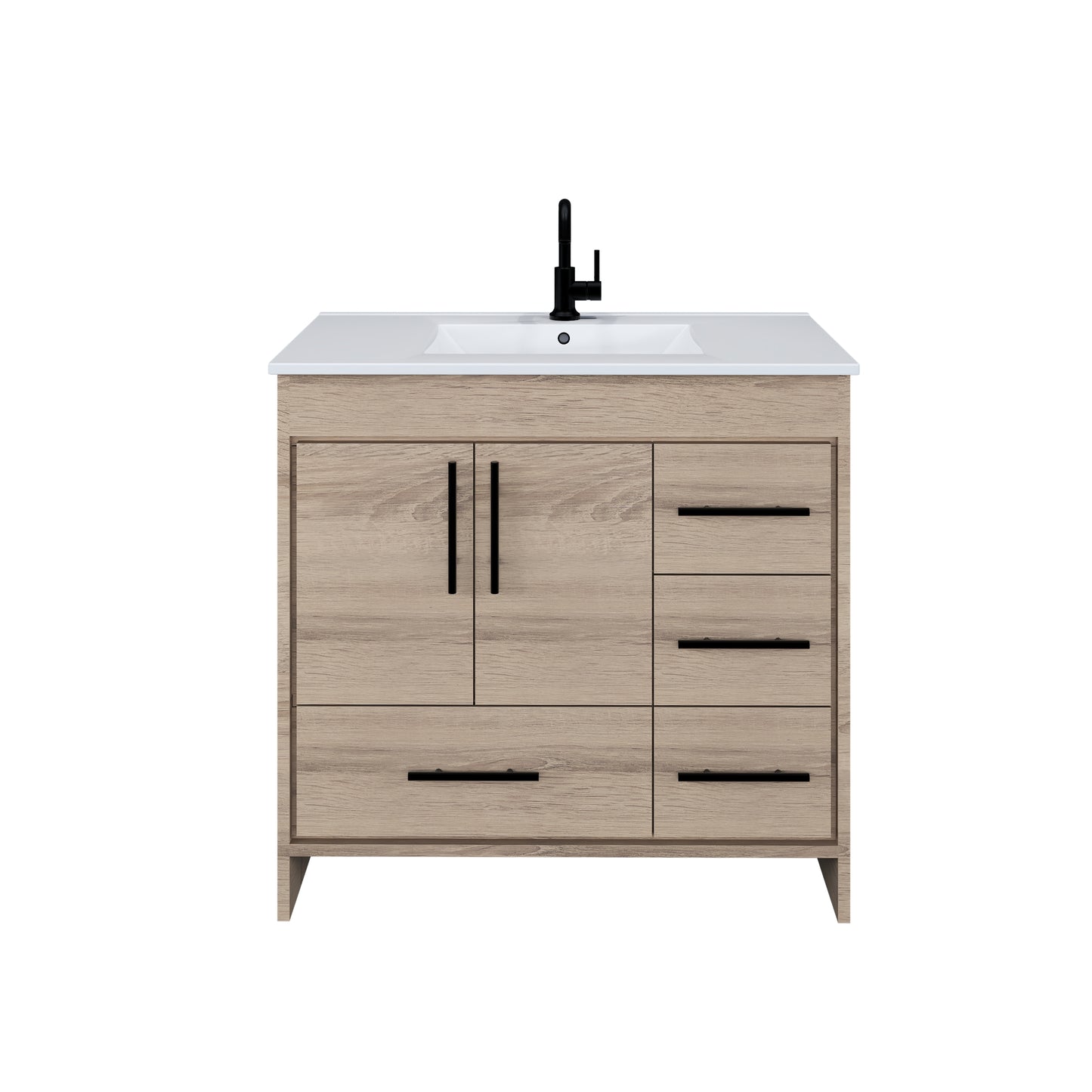 Flow 36" Bathroom Vanity with integrated counter top Right Side Drawers