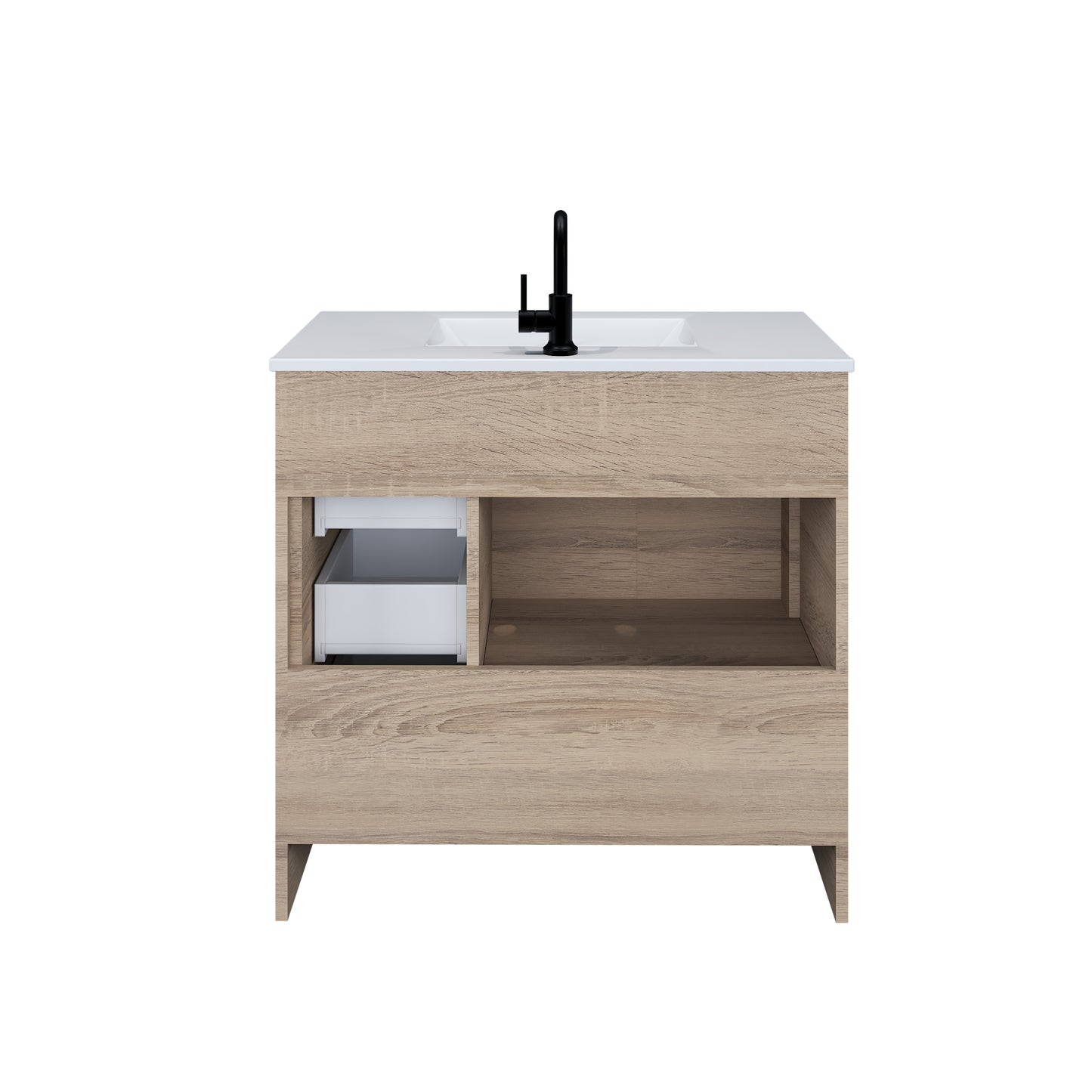 Flow 36" Bathroom Vanity with integrated counter top Right Side Drawers