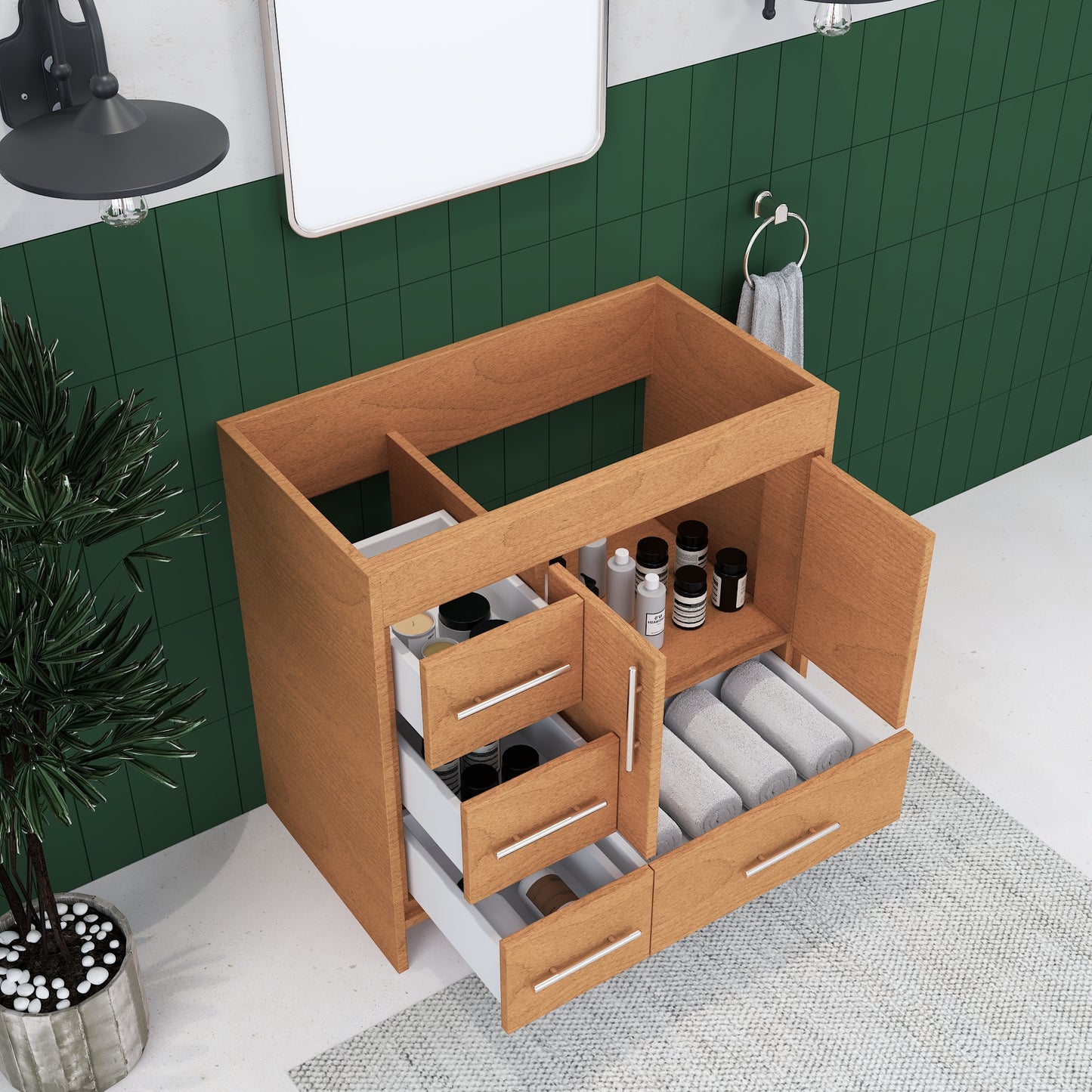 Flow 36" Bathroom Vanity Left Side Drawers Cabinet Only