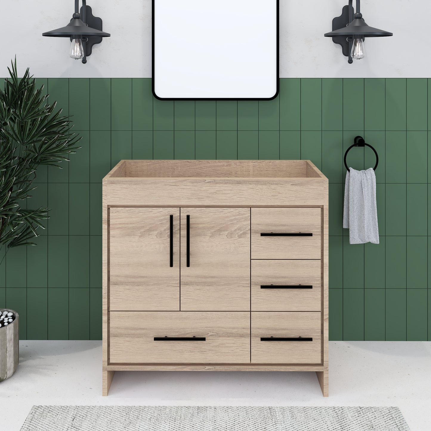 Flow 36" Bathroom Vanity Right Side Drawers Cabinet Only