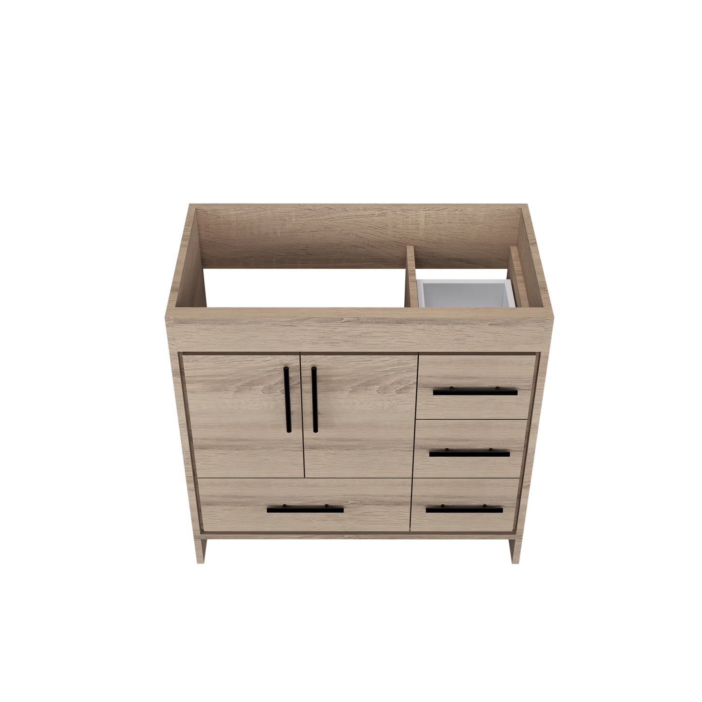 Flow 36" Bathroom Vanity Right Side Drawers Cabinet Only