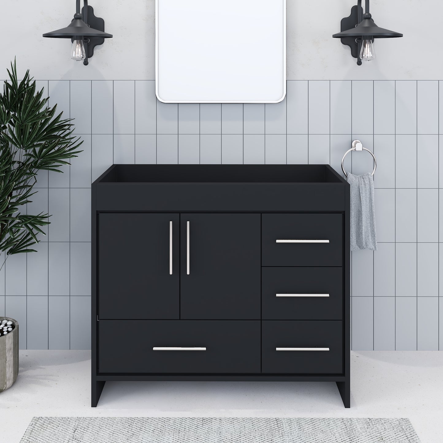 Flow 40" Bathroom Vanity Right Side Drawers Cabinet Only