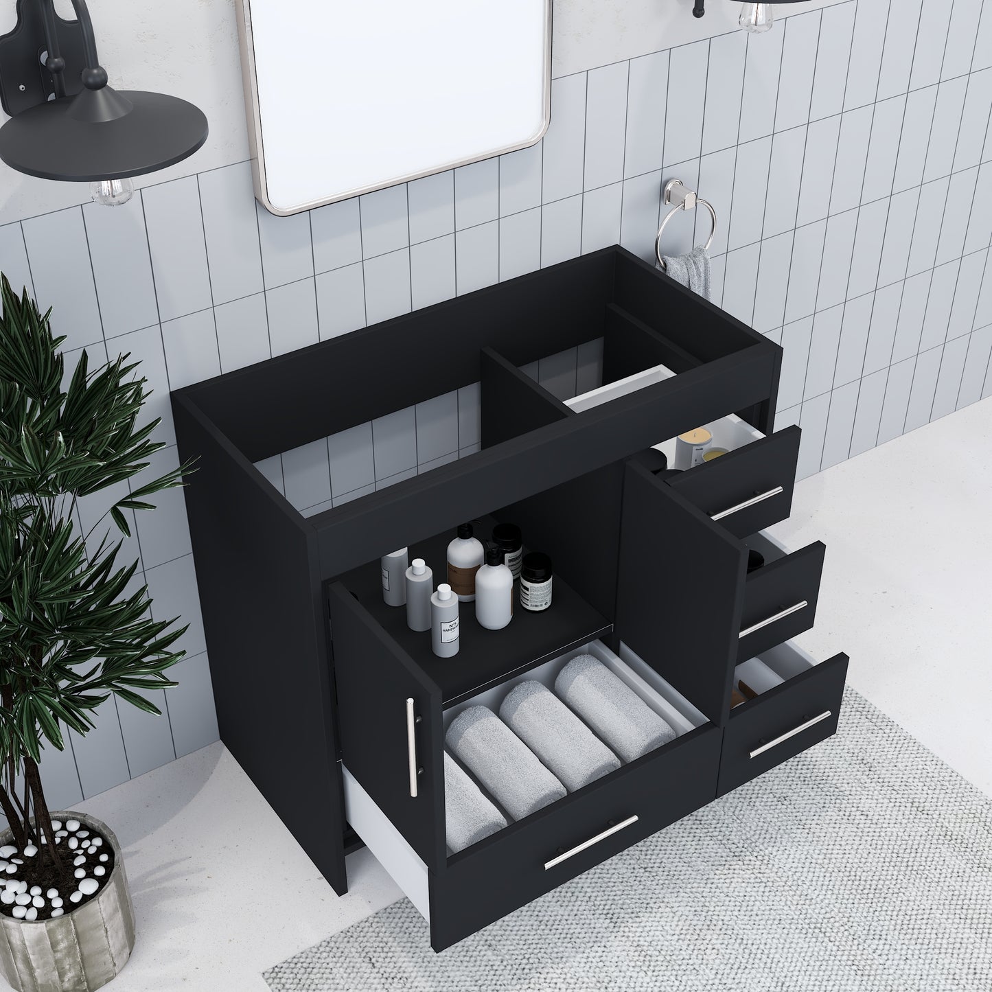 Flow 40" Bathroom Vanity Right Side Drawers Cabinet Only