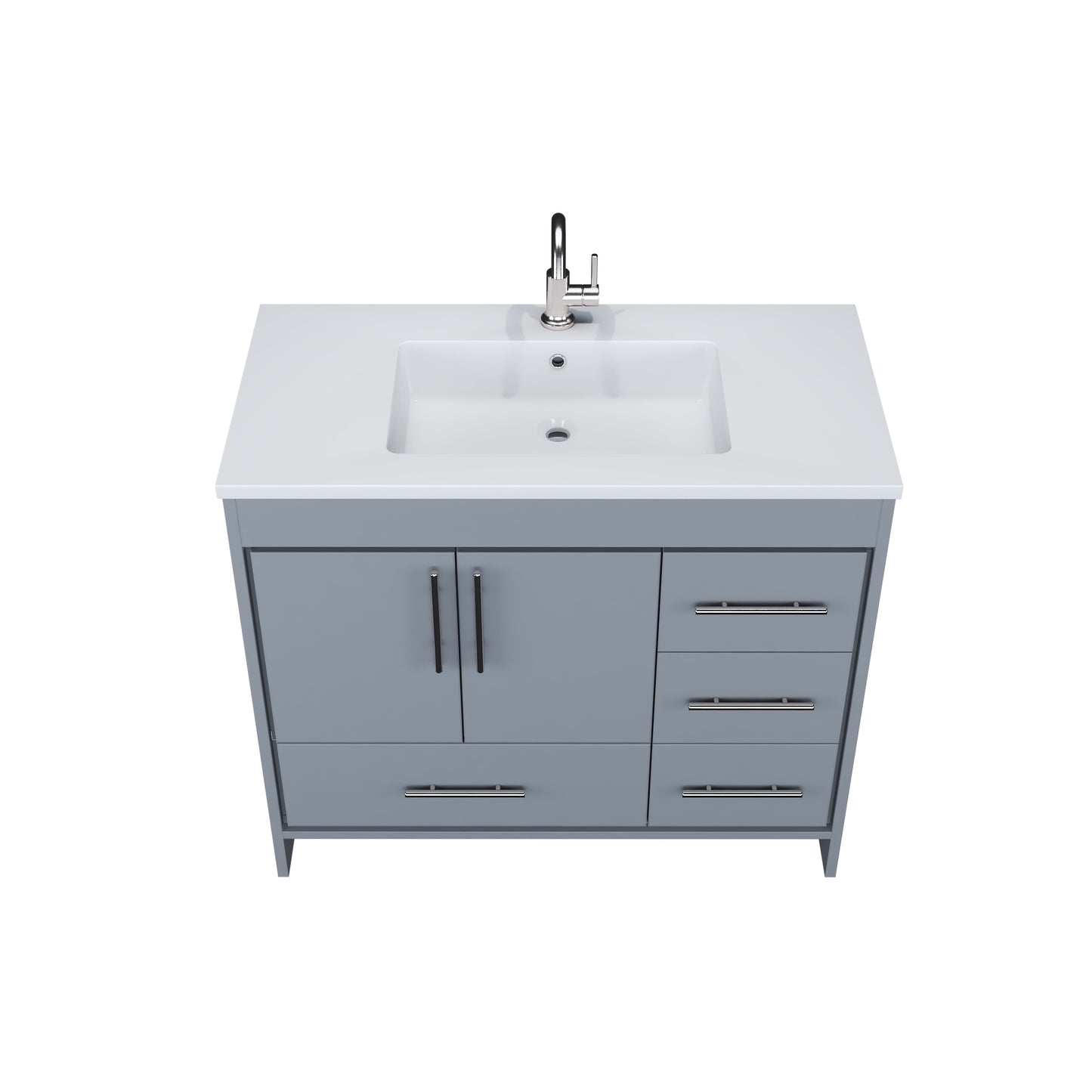 Flow 40" Bathroom Vanity with integrated counter top Right Side Drawers