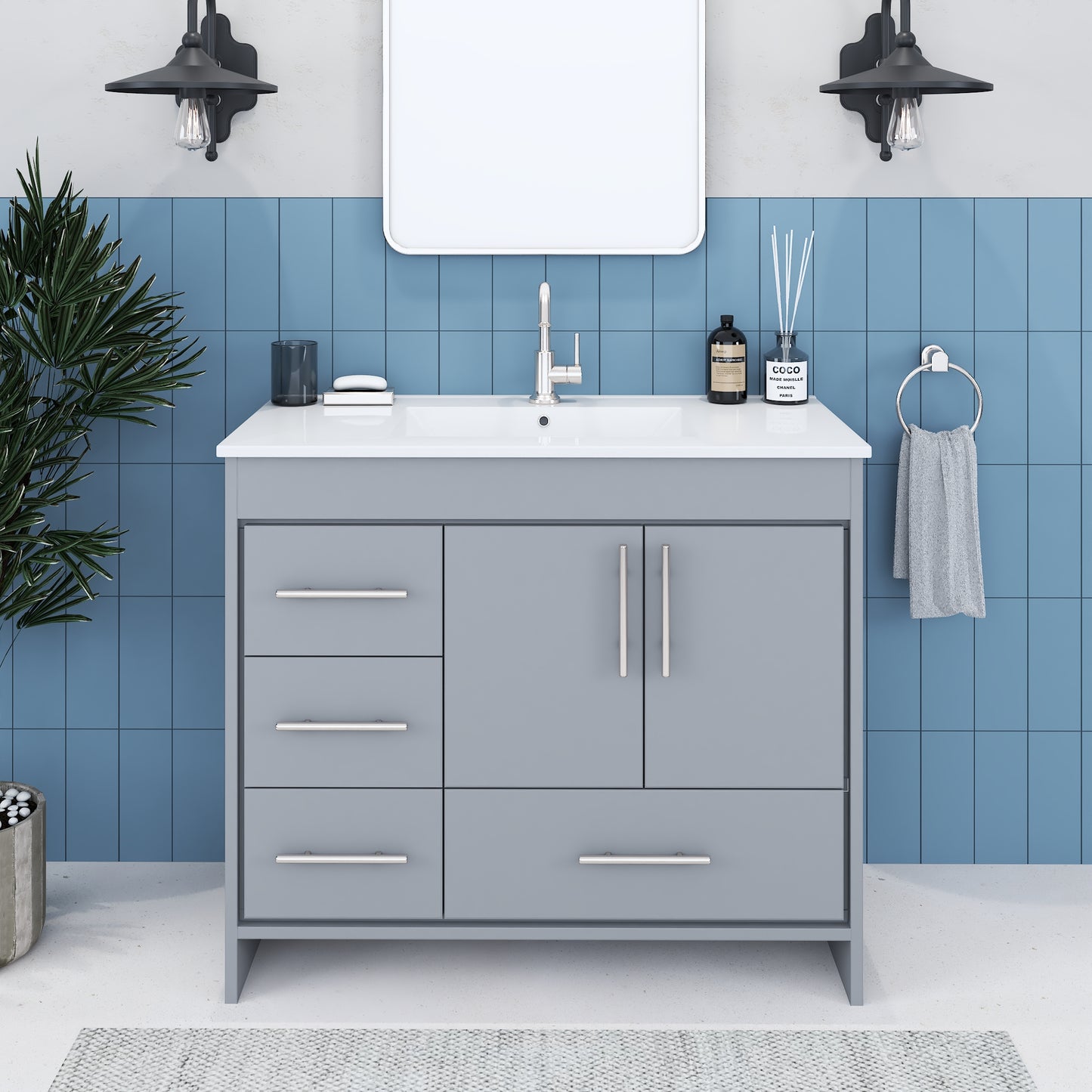 Flow 40" Bathroom Vanity with integrated counter top Left Side Drawers