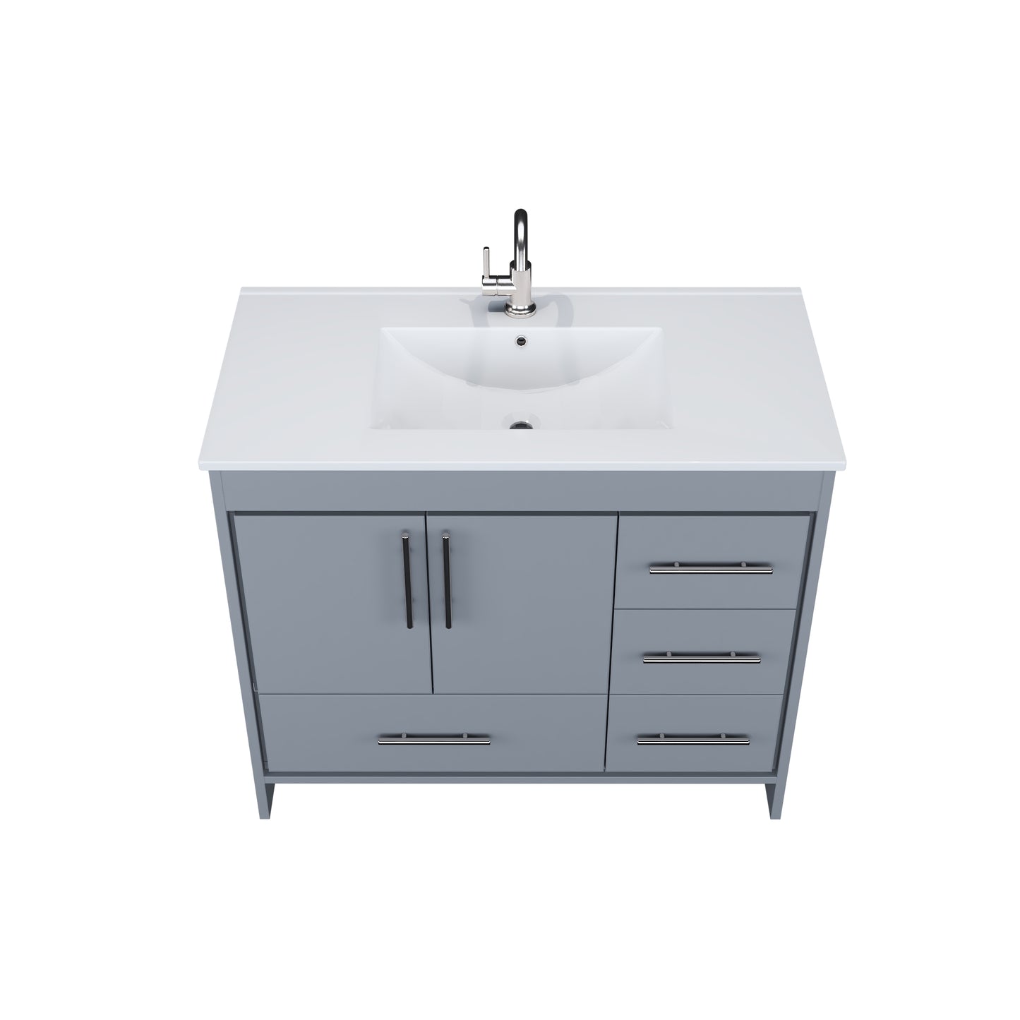 Flow 40" Bathroom Vanity with integrated counter top Right Side Drawers