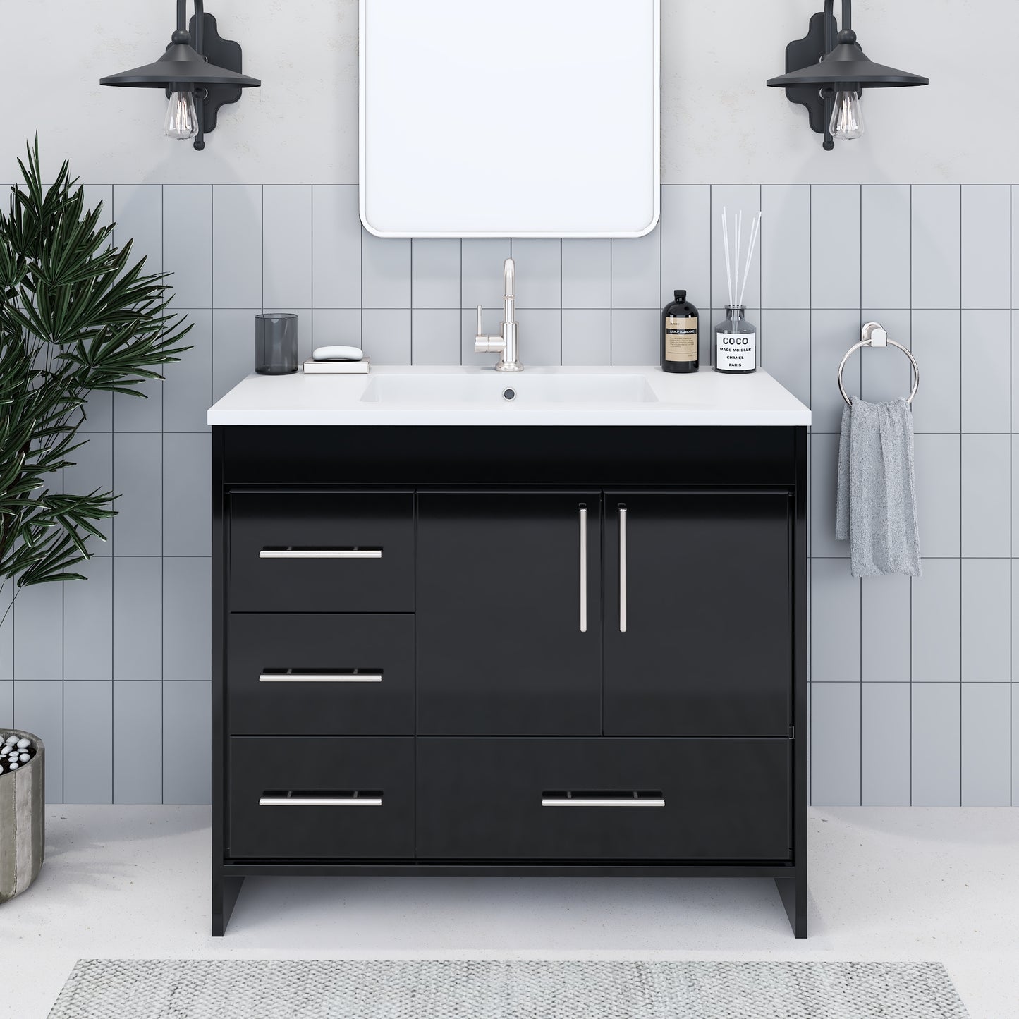Flow 40" Bathroom Vanity with integrated counter top Left Side Drawers