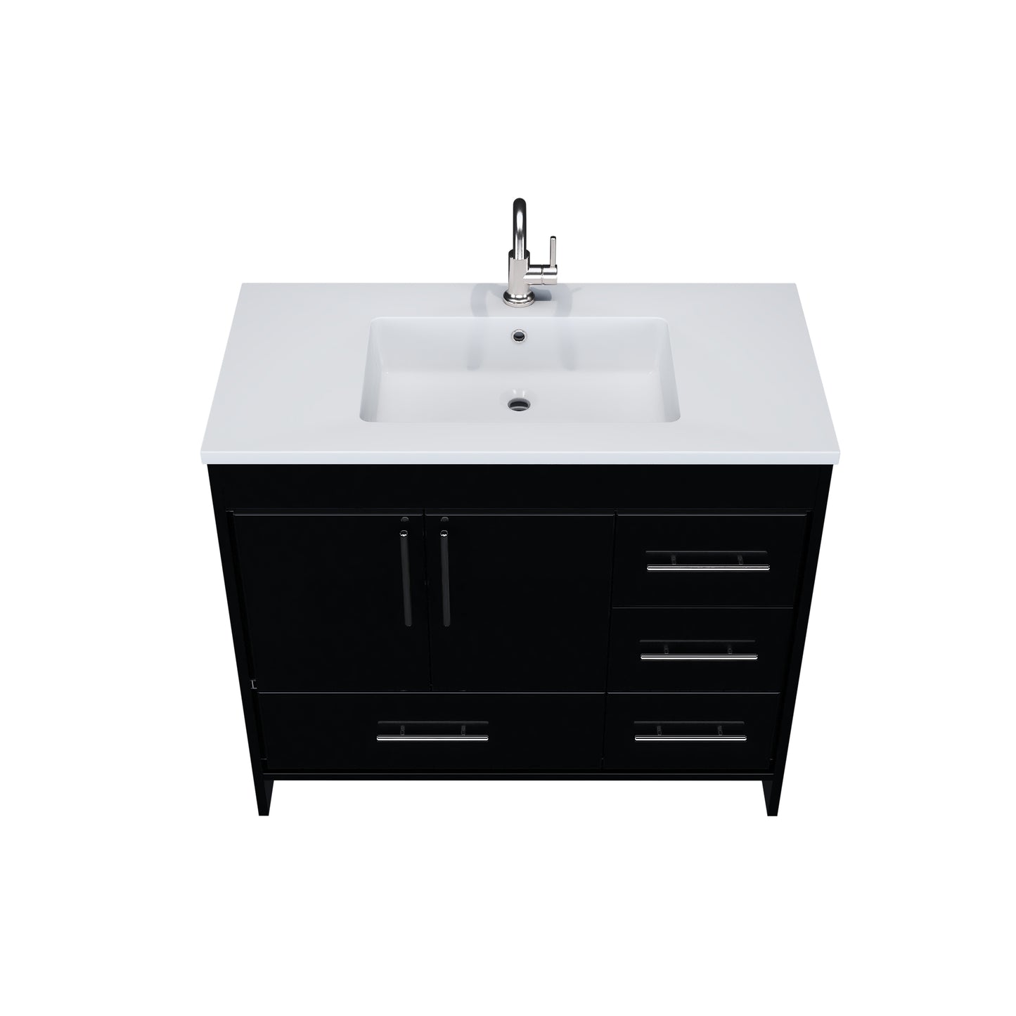 Flow 40" Bathroom Vanity with integrated counter top Right Side Drawers