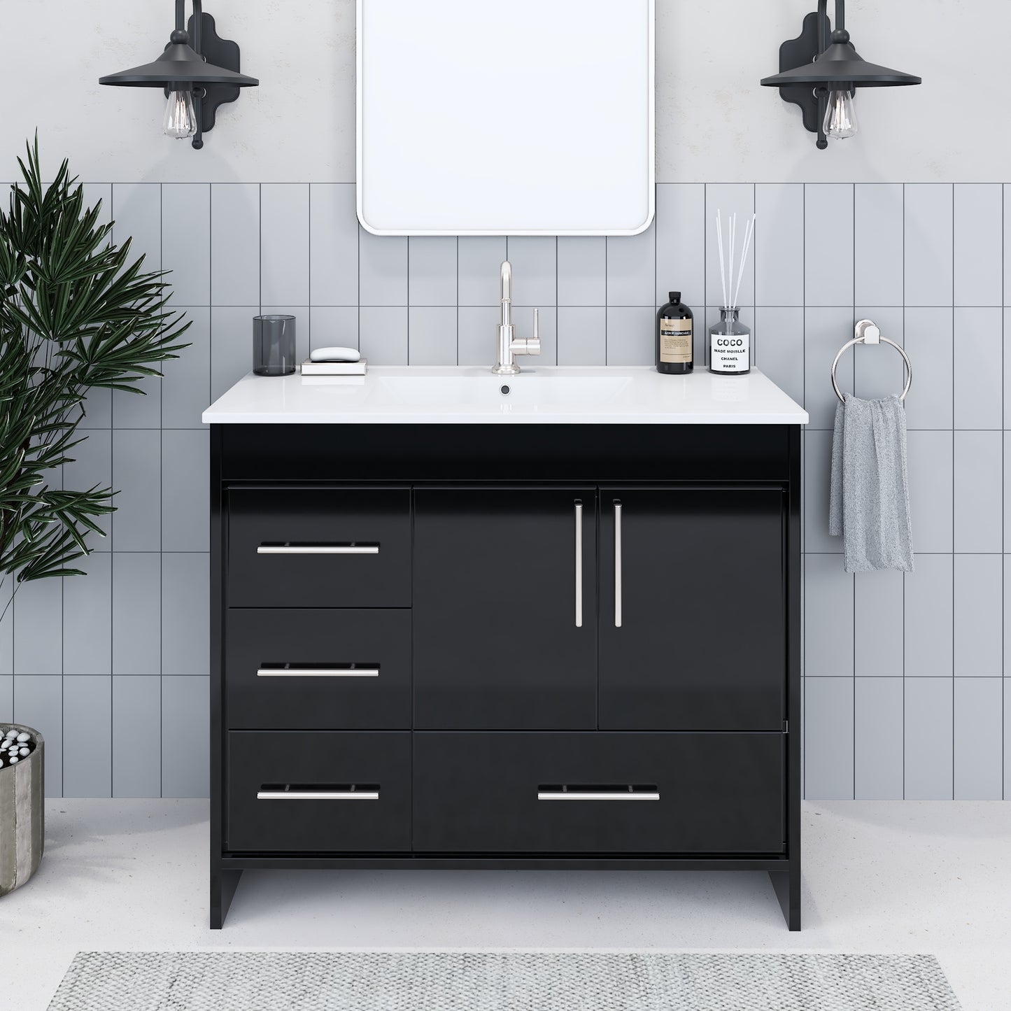 Flow 40" Bathroom Vanity with integrated counter top Left Side Drawers