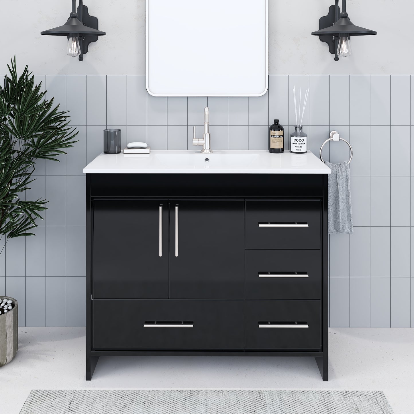 Flow 40" Bathroom Vanity with integrated counter top Right Side Drawers