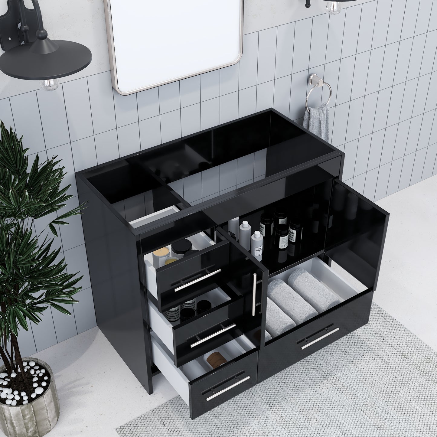 Flow 40" Bathroom Vanity Left Side Drawers Cabinet Only
