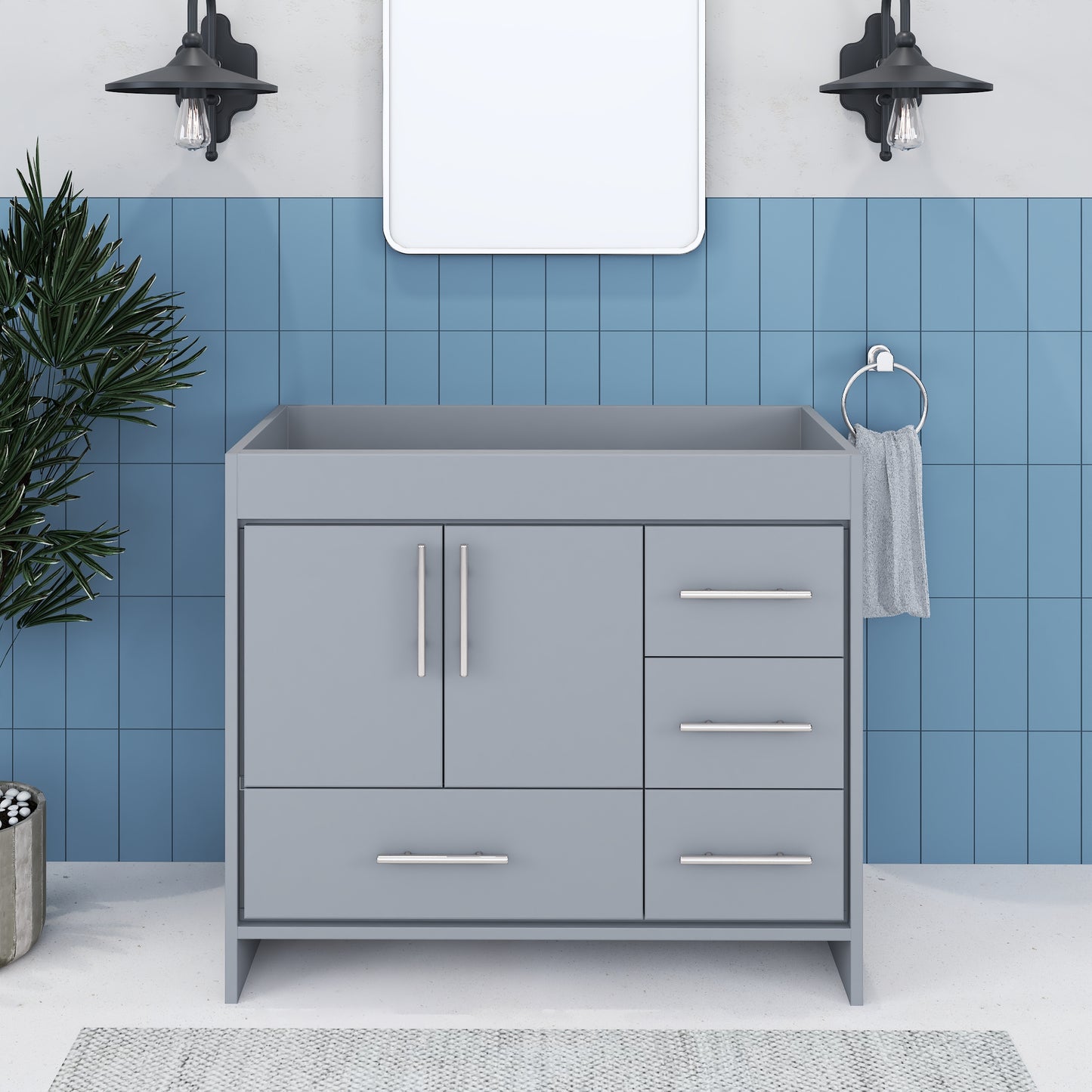 Flow 40" Bathroom Vanity Right Side Drawers Cabinet Only