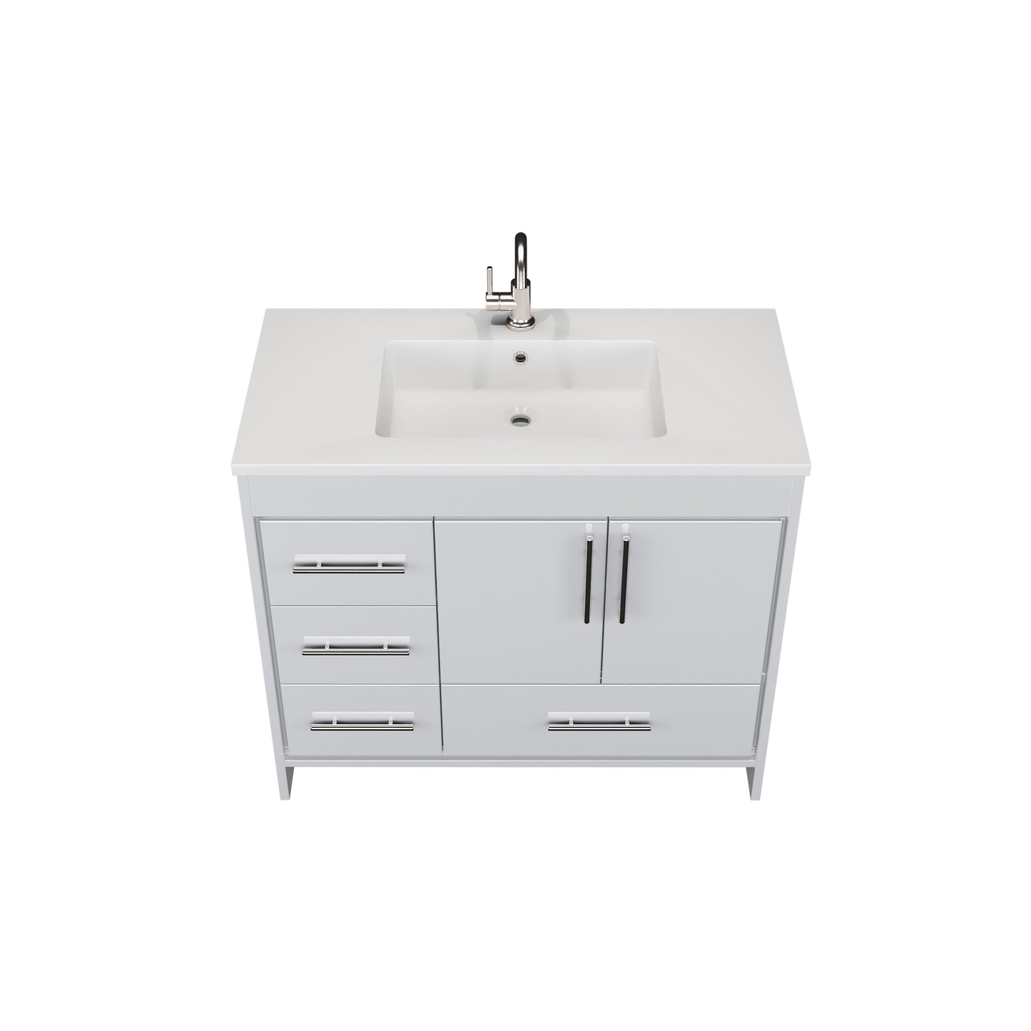 Flow 40" Bathroom Vanity with integrated counter top Left Side Drawers