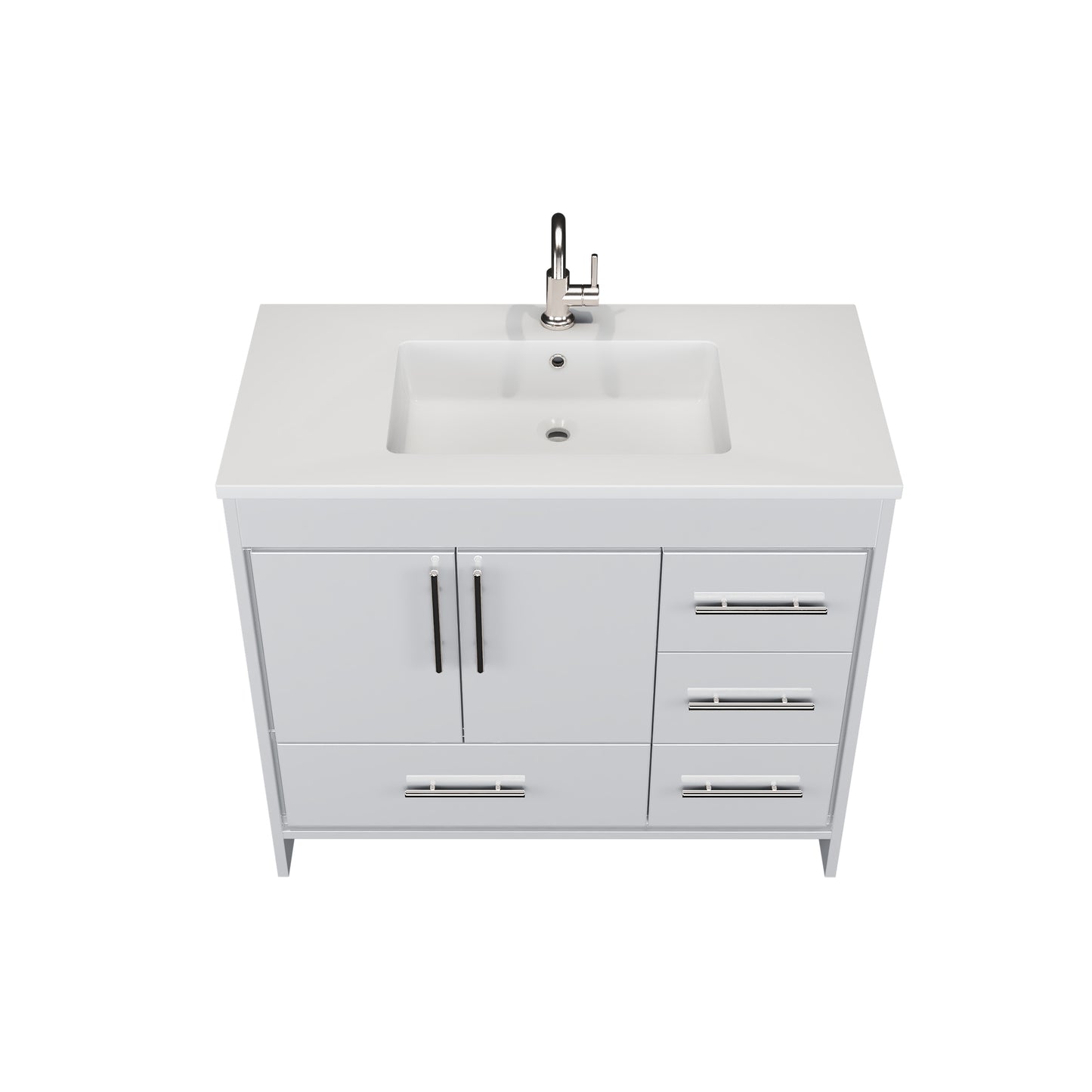 Flow 40" Bathroom Vanity with integrated counter top Right Side Drawers