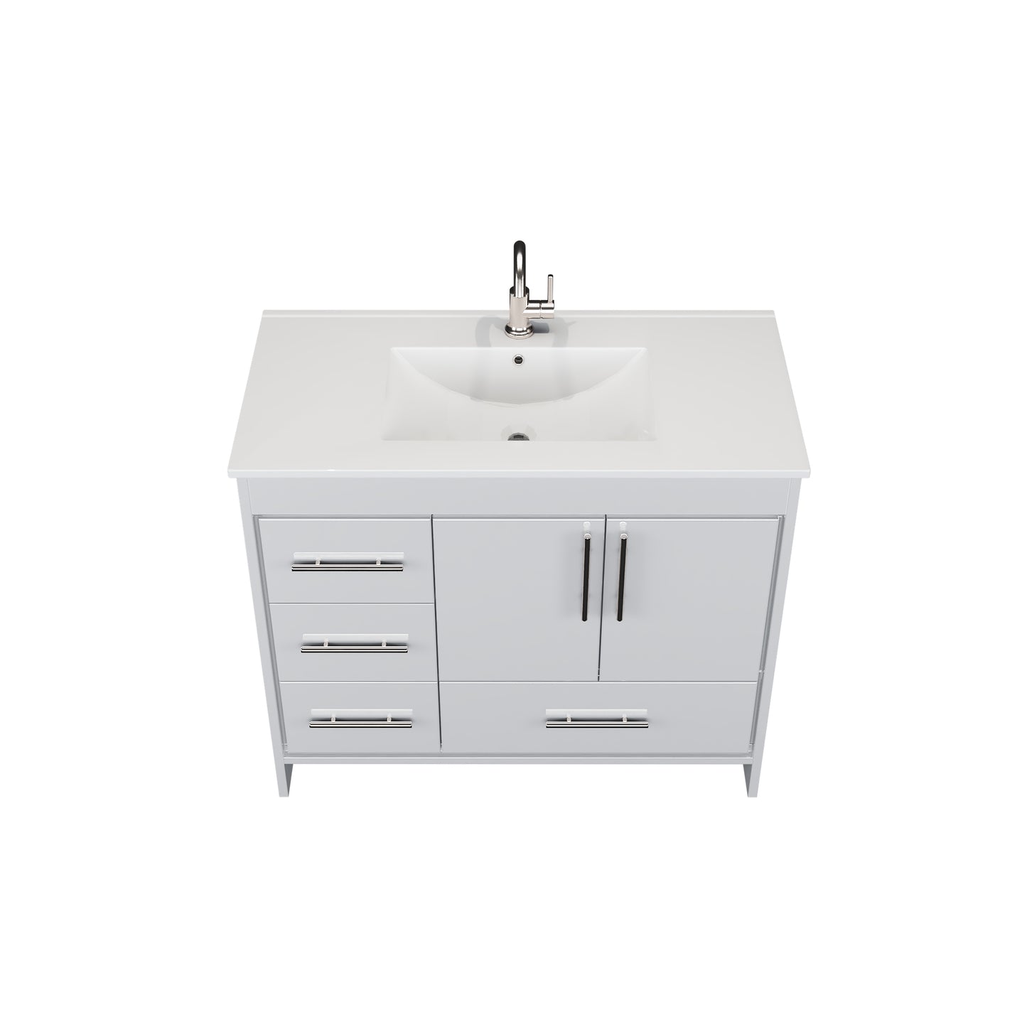 Flow 40" Bathroom Vanity with integrated counter top Left Side Drawers
