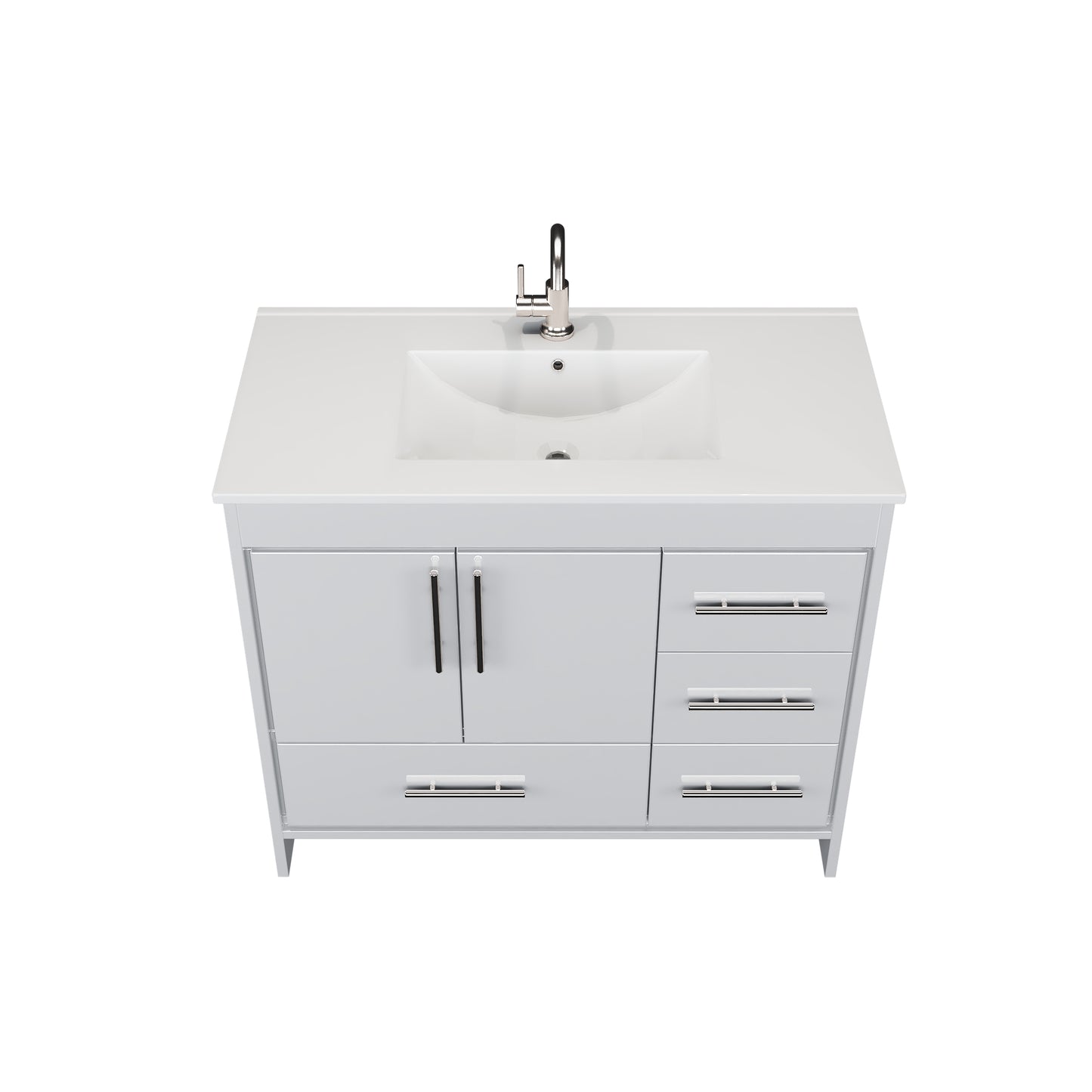 Flow 40" Bathroom Vanity with integrated counter top Right Side Drawers
