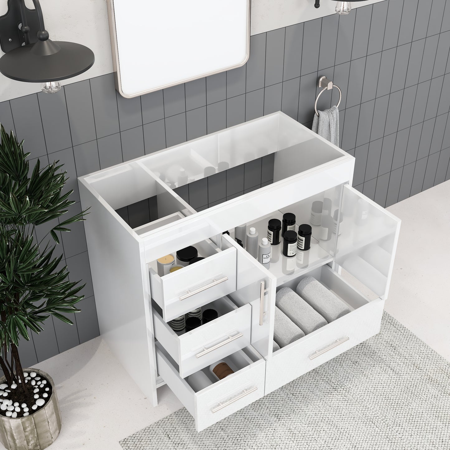 Flow 40" Bathroom Vanity Left Side Drawers Cabinet Only