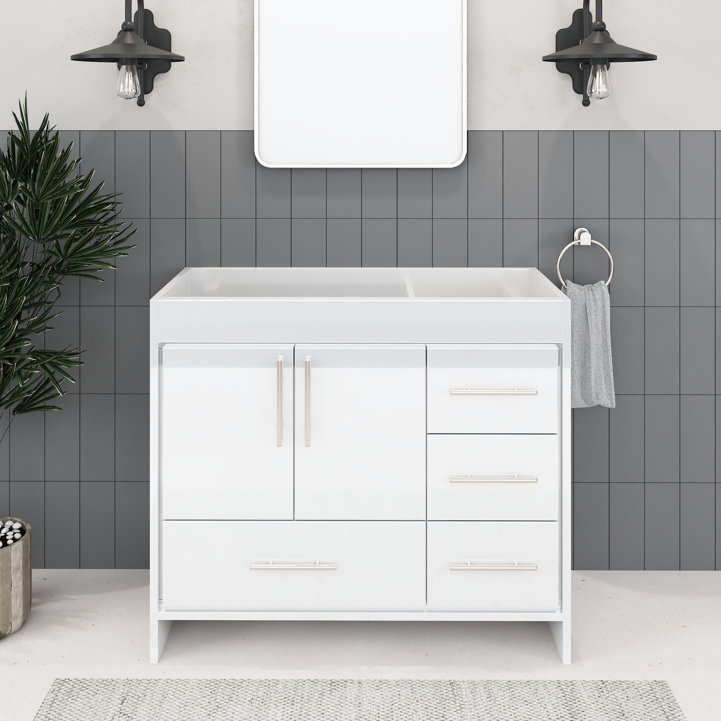 Flow 40" Bathroom Vanity Right Side Drawers Cabinet Only