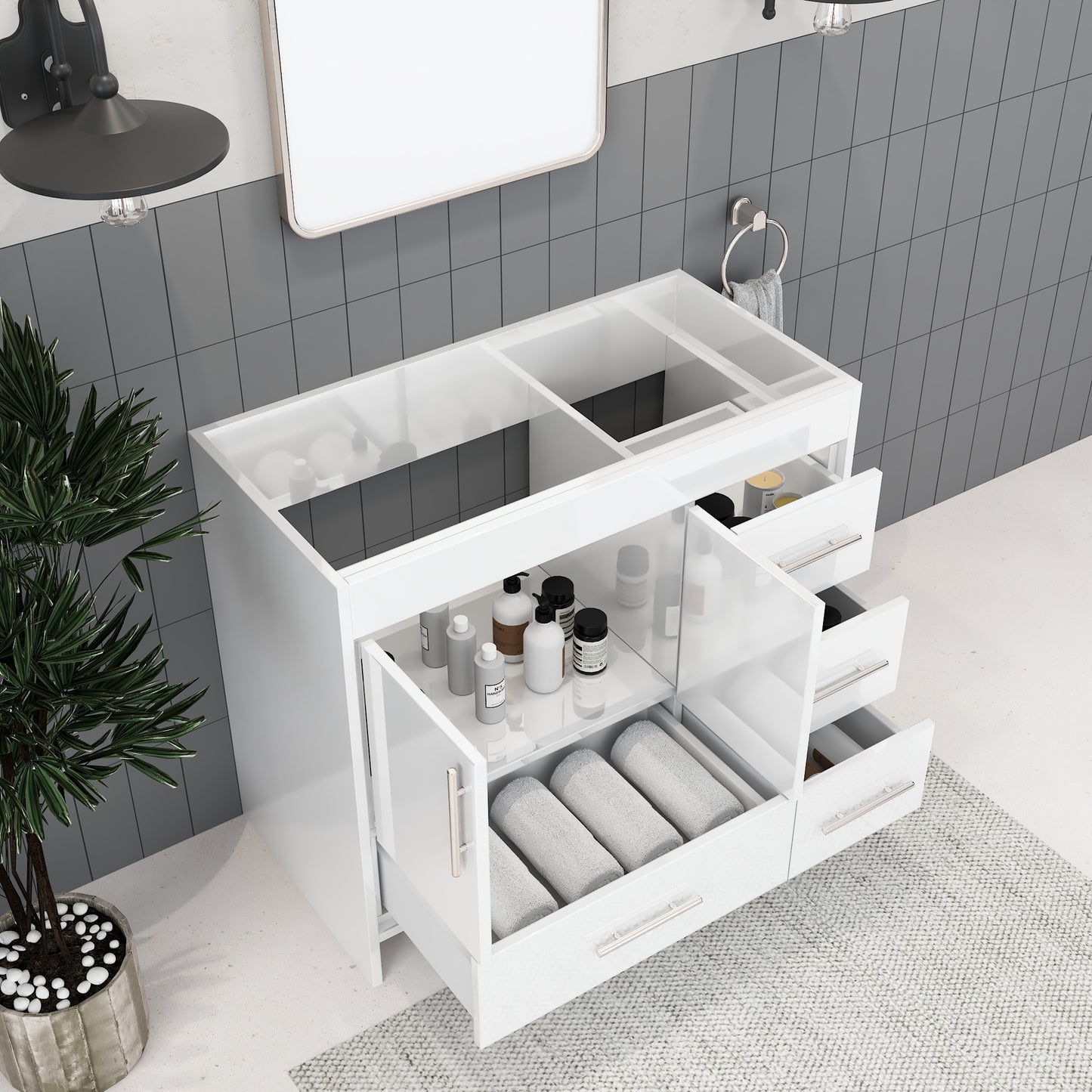 Flow 40" Bathroom Vanity Right Side Drawers Cabinet Only