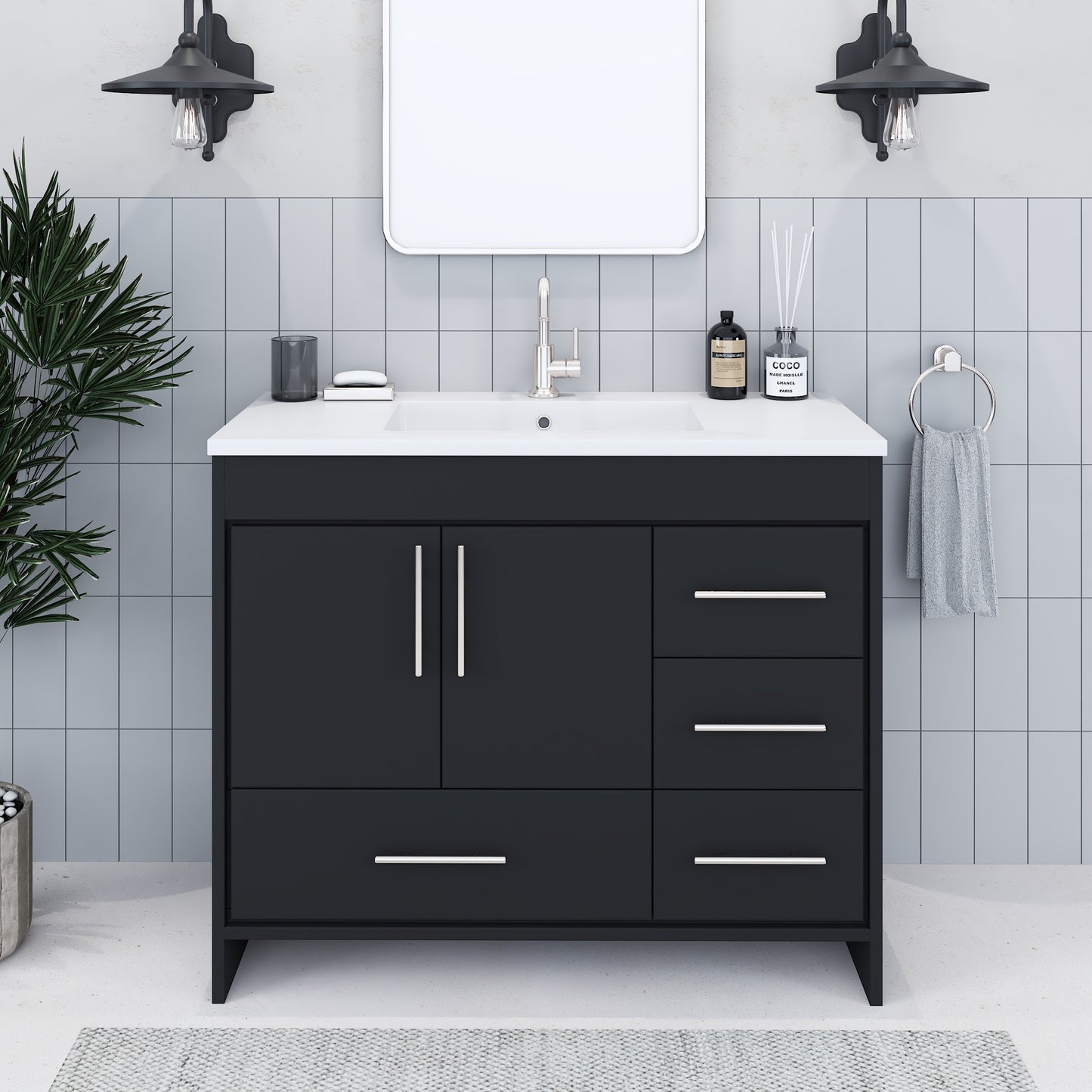 Flow 40" Bathroom Vanity with integrated counter top Left Side Drawers