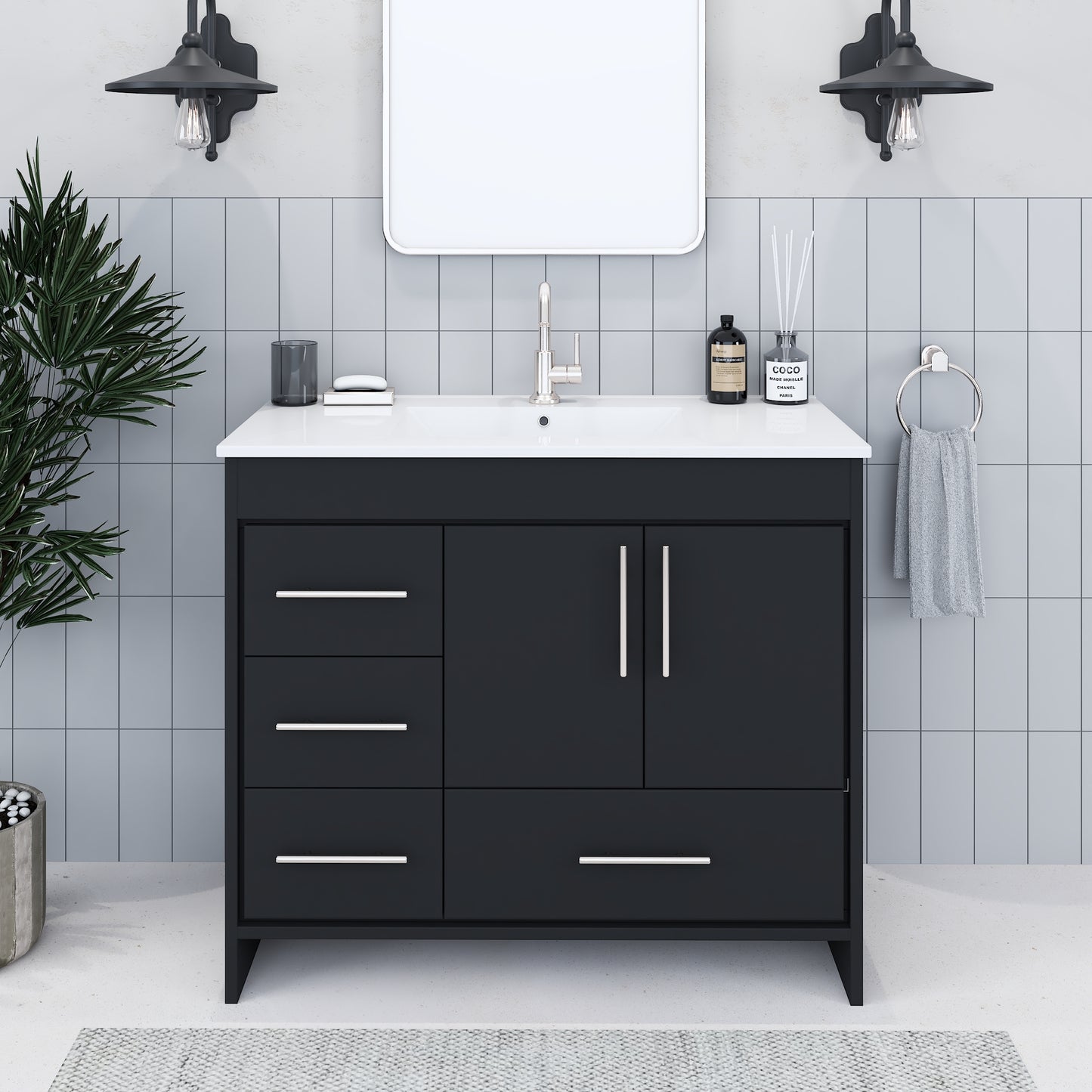 Flow 40" Bathroom Vanity with integrated counter top Left Side Drawers