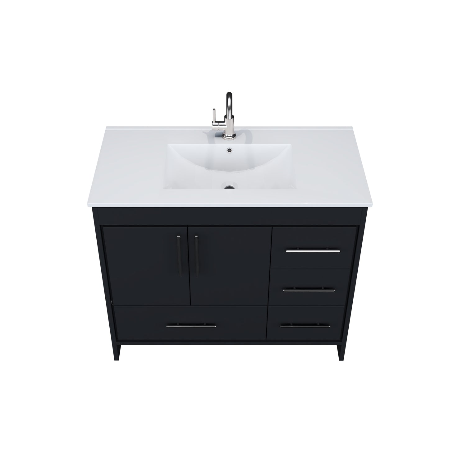 Flow 40" Bathroom Vanity with integrated counter top Right Side Drawers