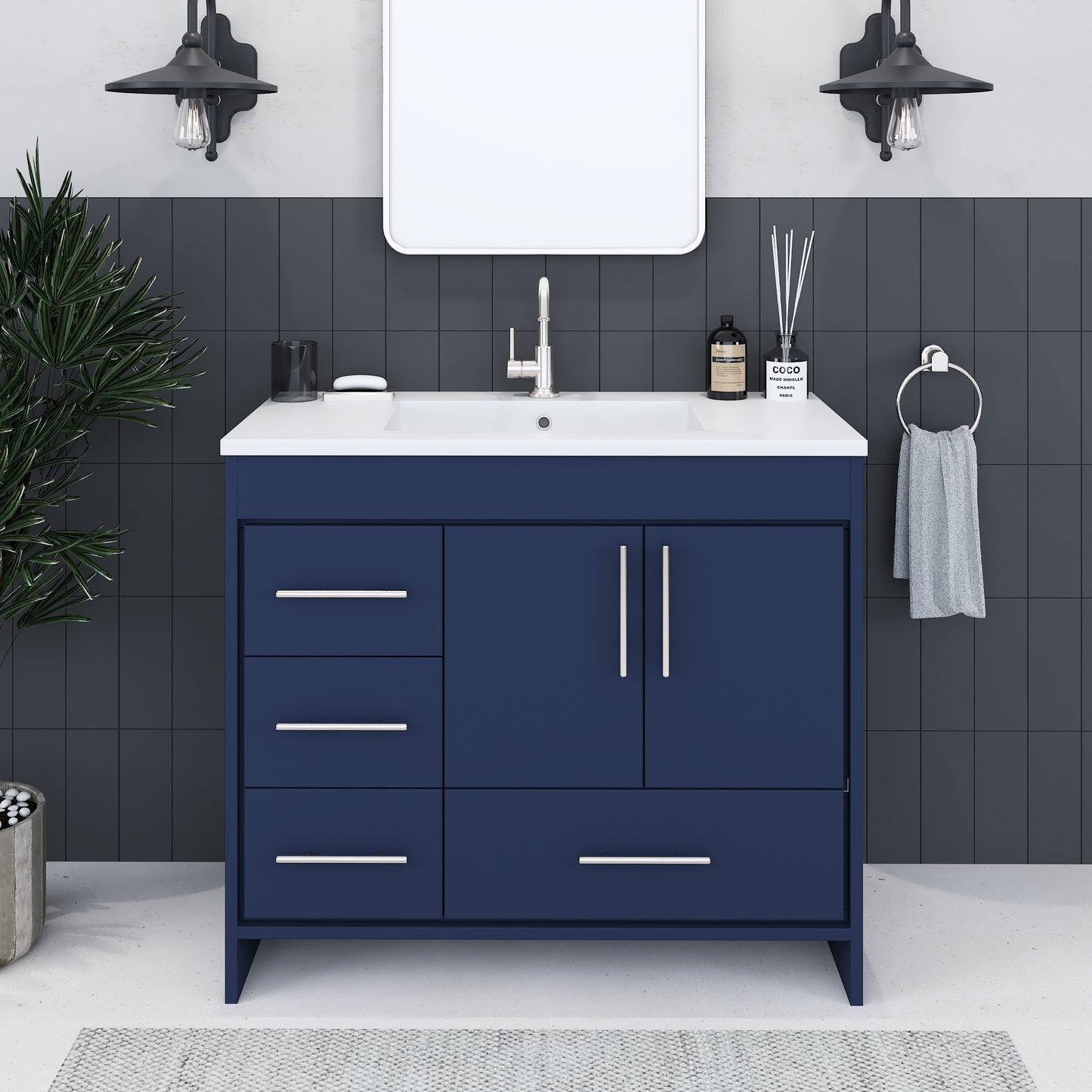 Flow 40" Bathroom Vanity with integrated counter top Left Side Drawers