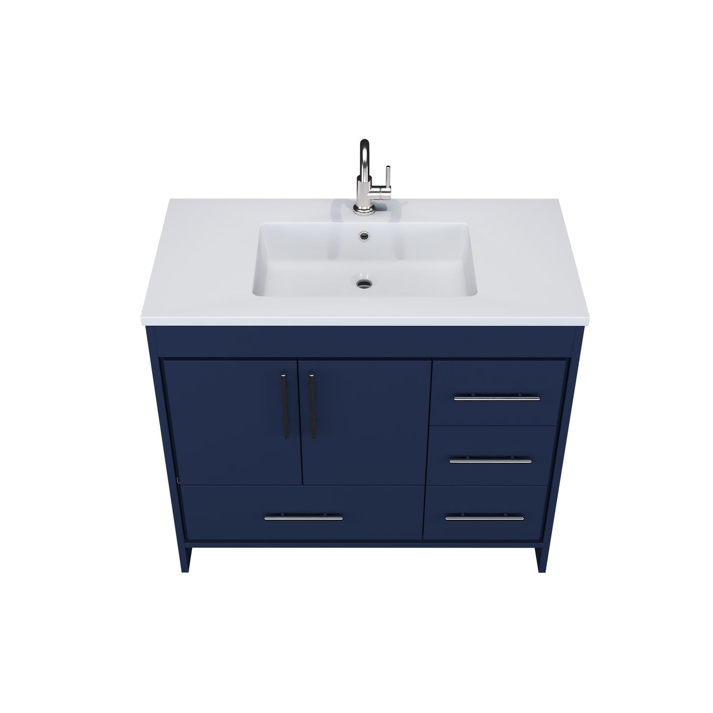 Flow 40" Bathroom Vanity with integrated counter top Right Side Drawers
