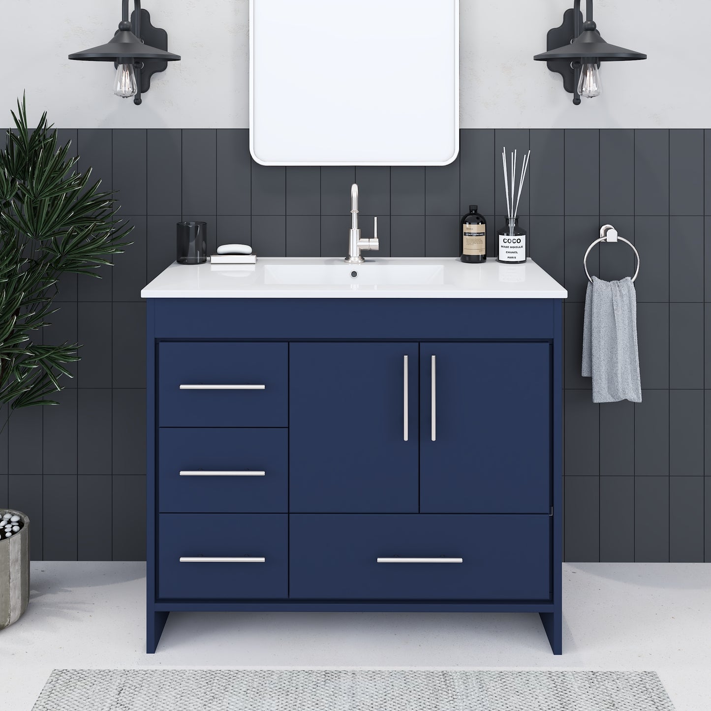 Flow 40" Bathroom Vanity with integrated counter top Left Side Drawers