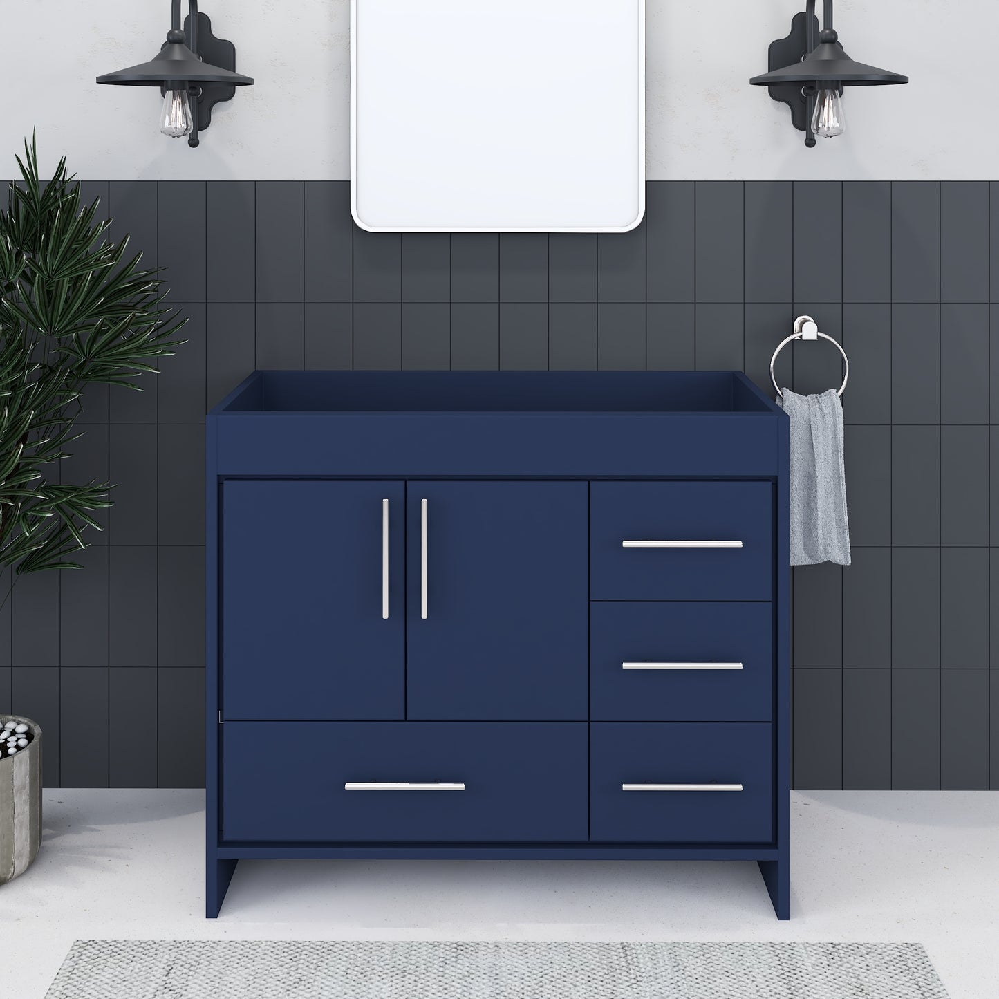 Flow 40" Bathroom Vanity Right Side Drawers Cabinet Only