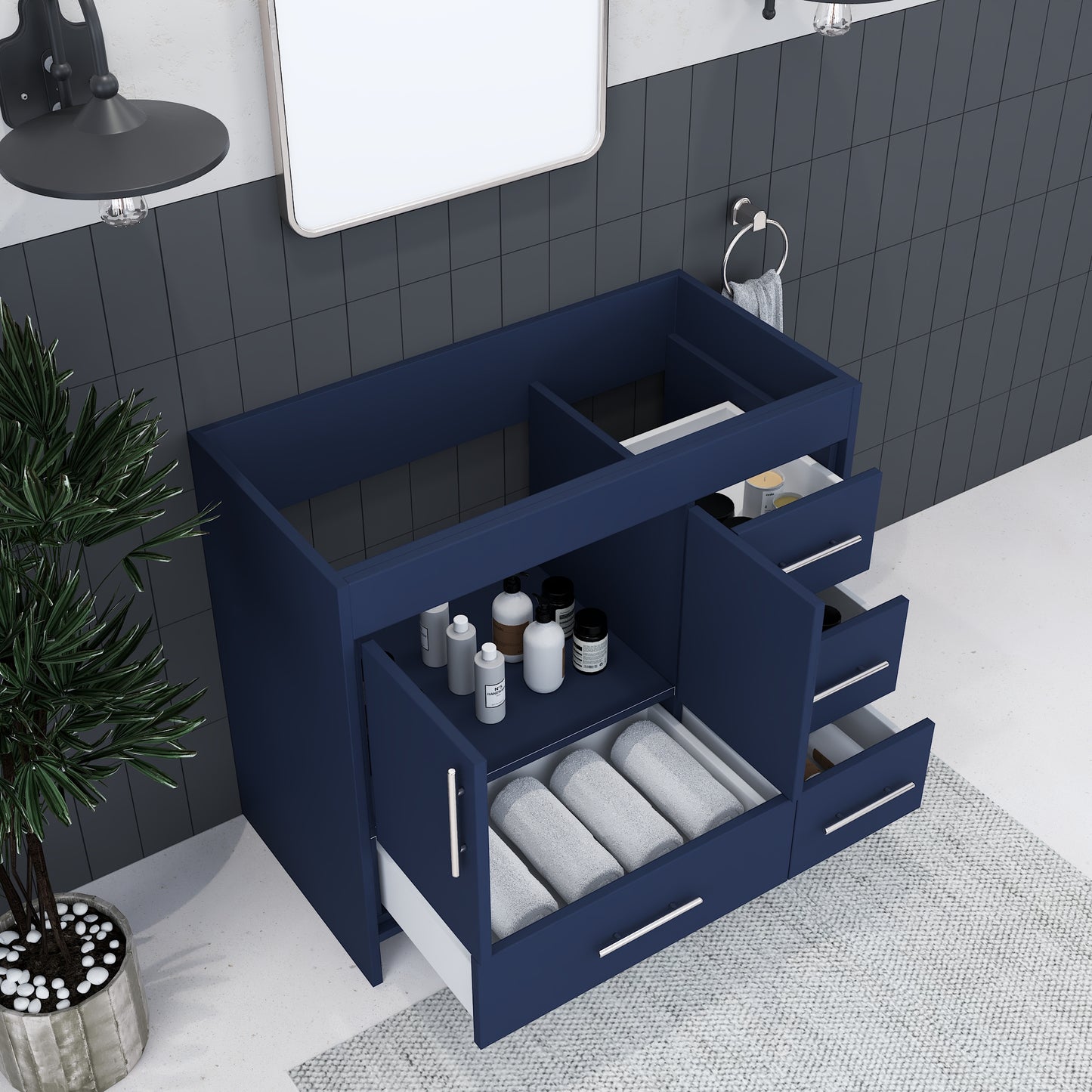 Flow 40" Bathroom Vanity Right Side Drawers Cabinet Only