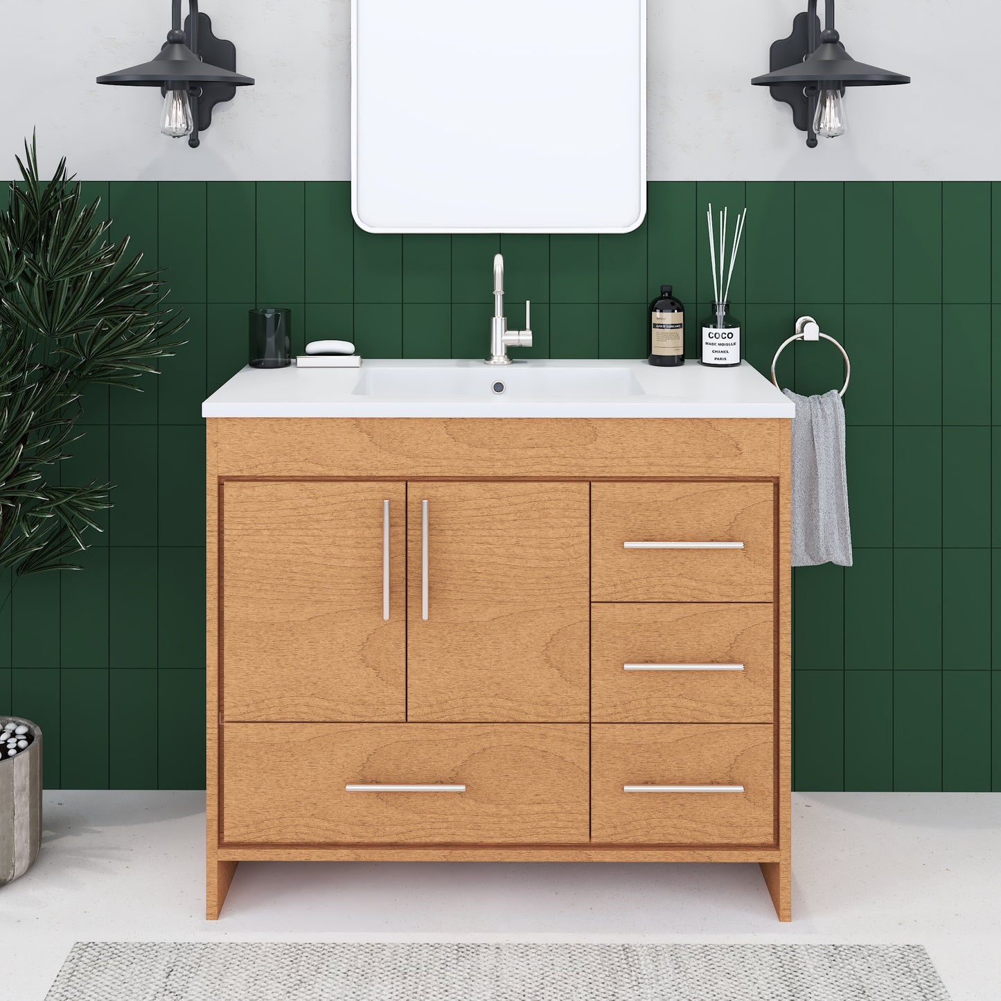 Flow 40" Bathroom Vanity with integrated counter top Right Side Drawers