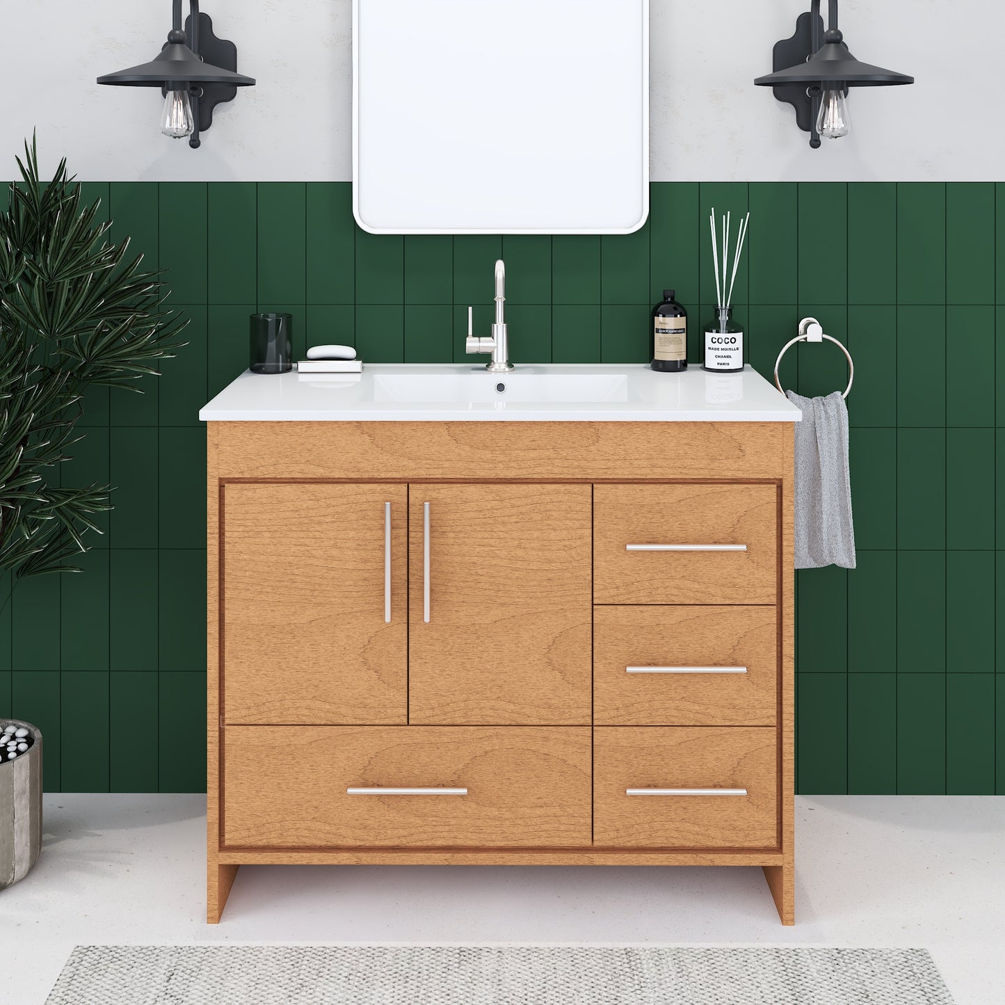 Flow 40" Bathroom Vanity with integrated counter top Right Side Drawers
