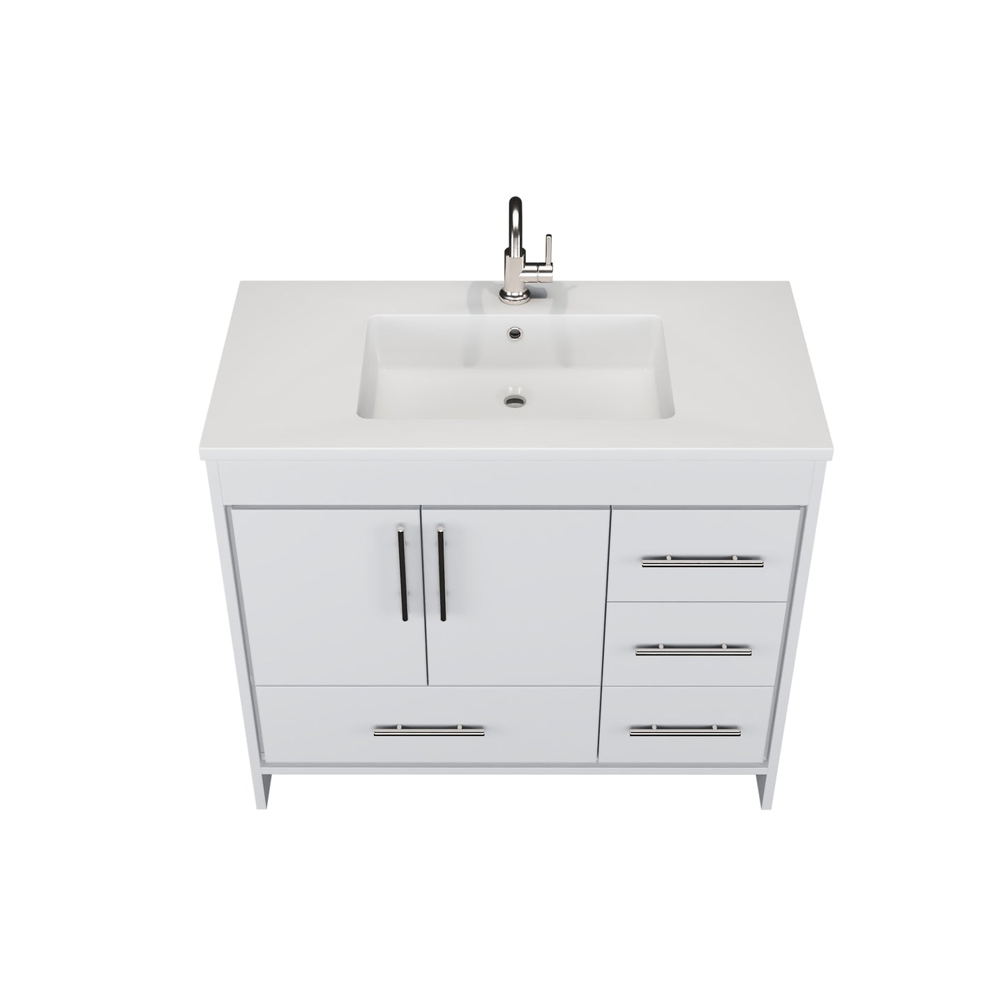 Flow 40" Bathroom Vanity with integrated counter top Right Side Drawers