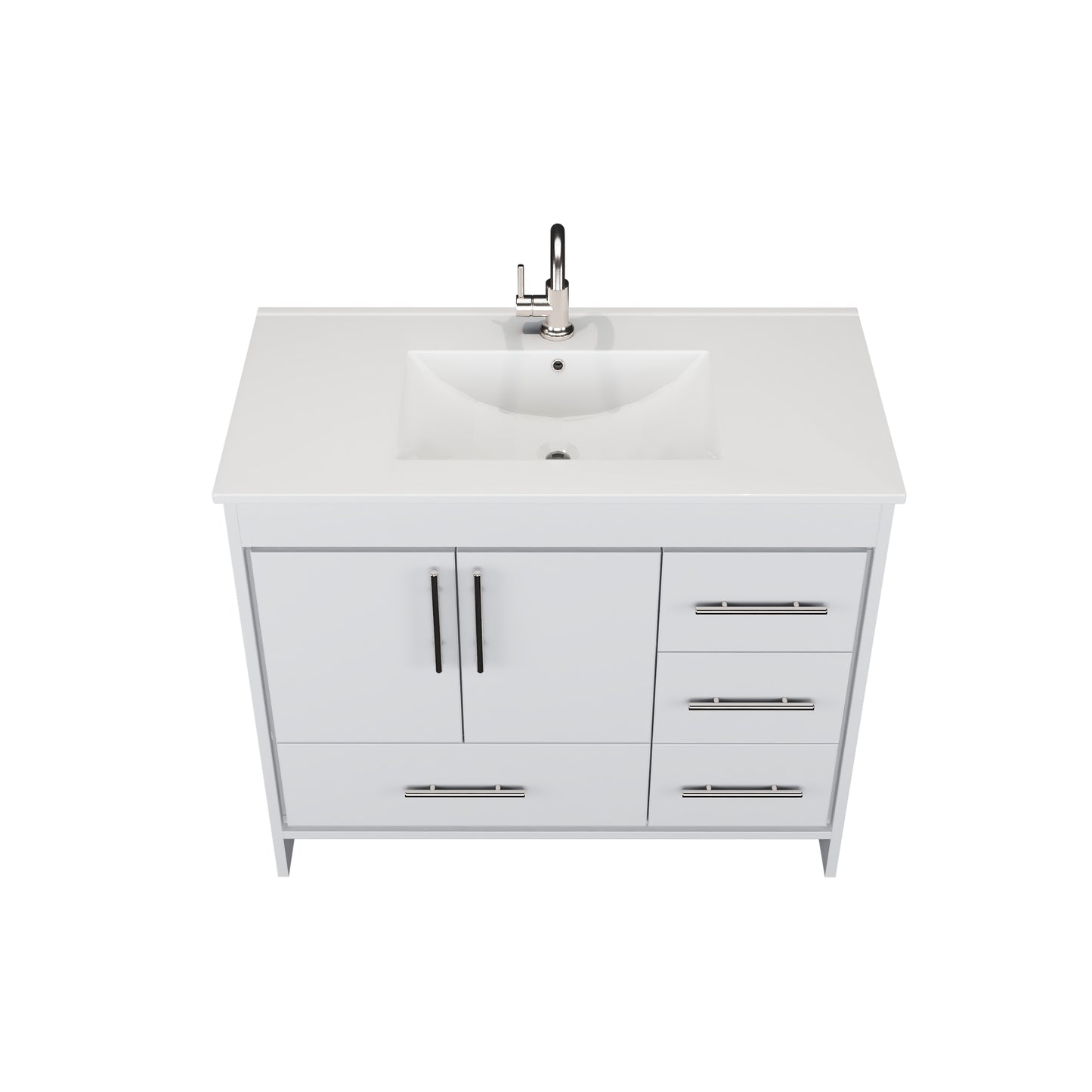 Flow 40" Bathroom Vanity with integrated counter top Right Side Drawers