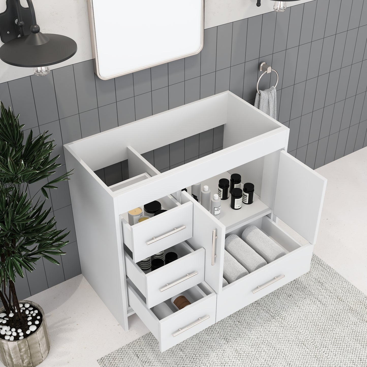 Flow 40" Bathroom Vanity Left Side Drawers Cabinet Only