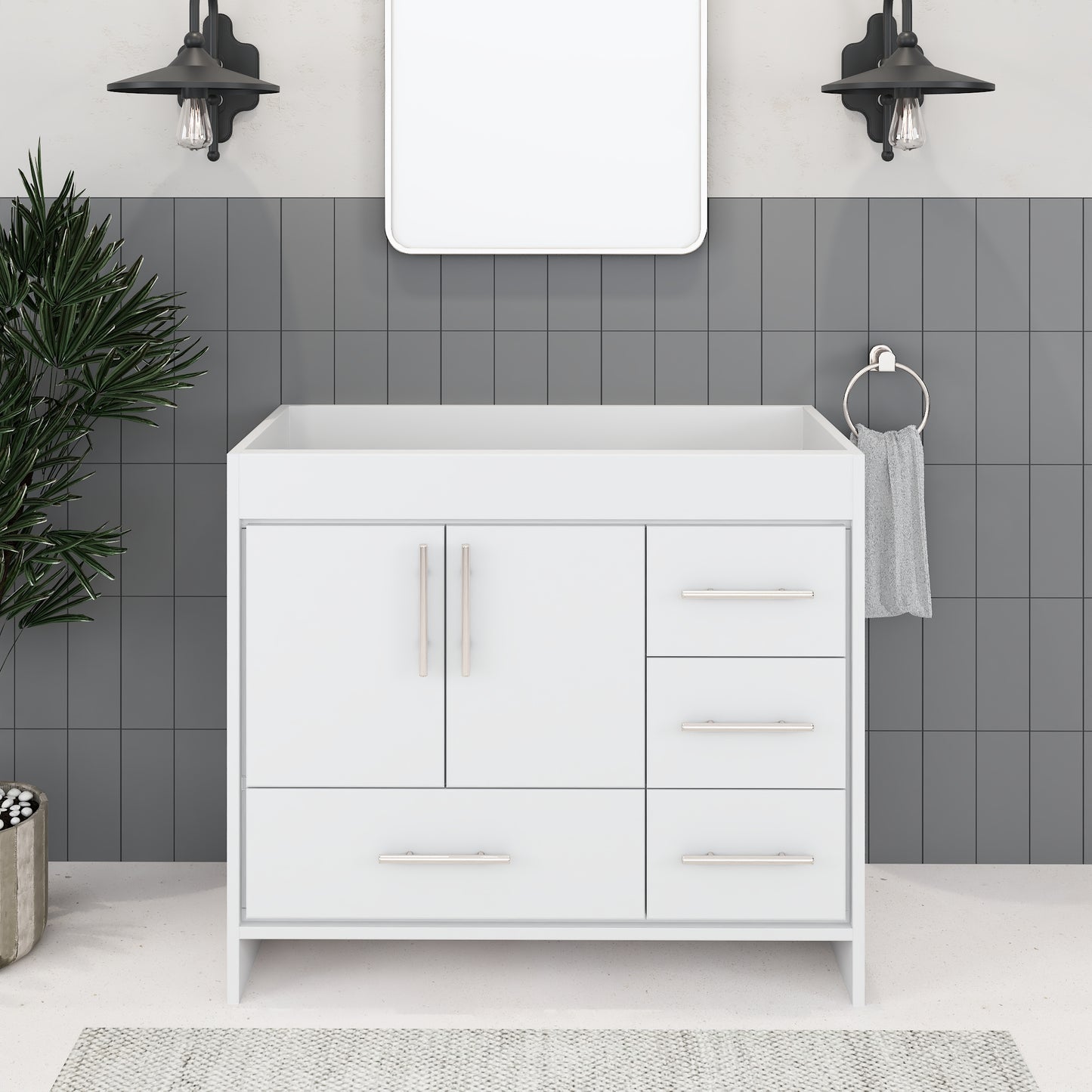 Flow 40" Bathroom Vanity Right Side Drawers Cabinet Only