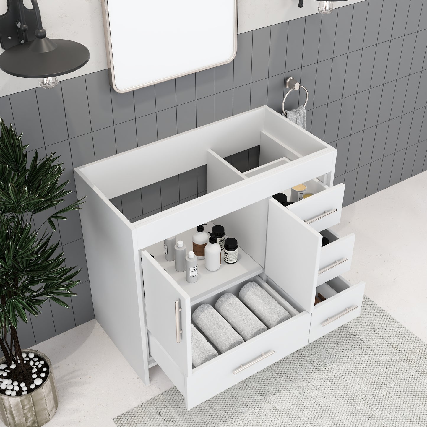 Flow 40" Bathroom Vanity Right Side Drawers Cabinet Only