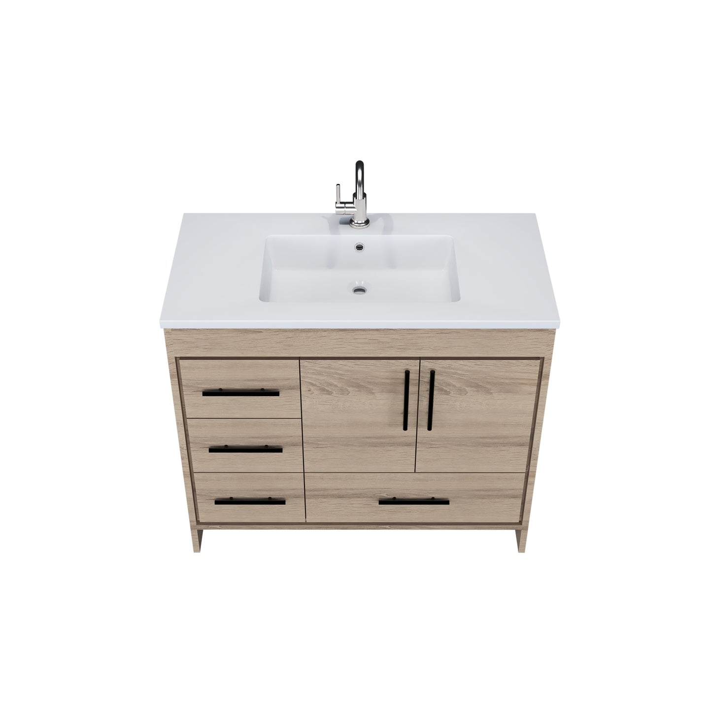 Flow 40" Bathroom Vanity with integrated counter top Left Side Drawers