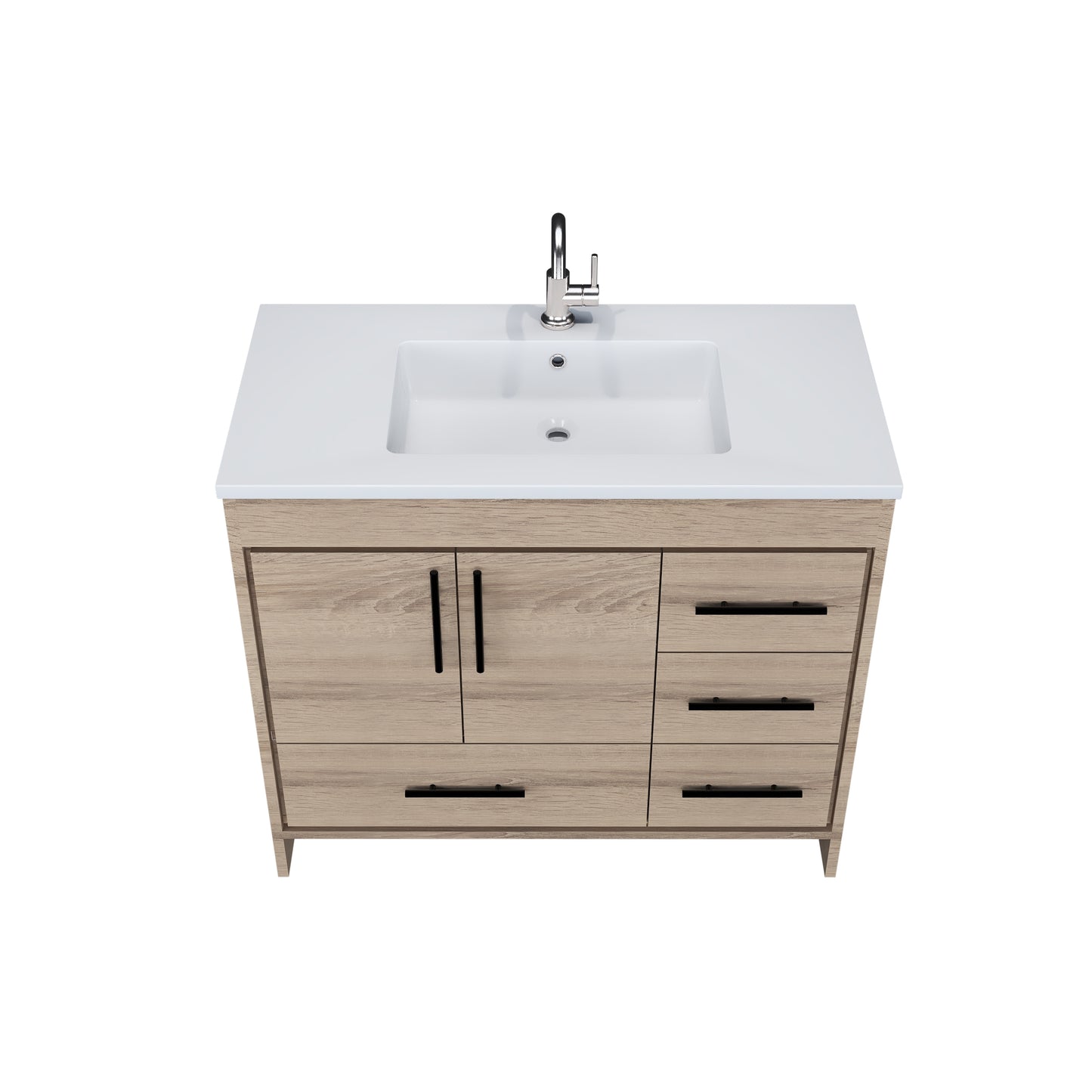 Flow 40" Bathroom Vanity with integrated counter top Right Side Drawers