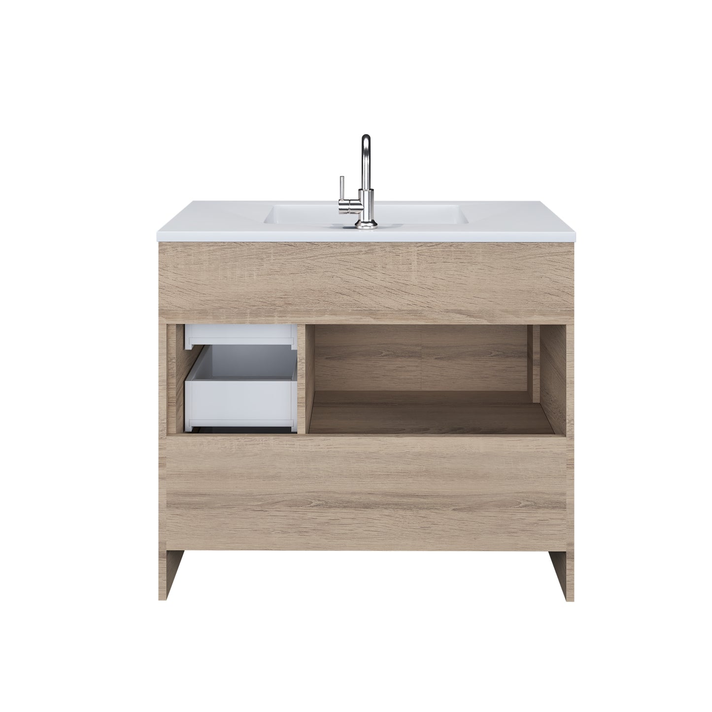 Flow 40" Bathroom Vanity with integrated counter top Right Side Drawers