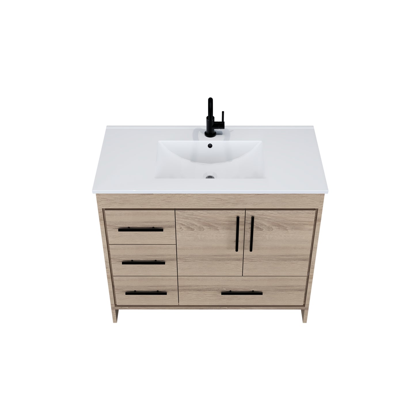 Flow 40" Bathroom Vanity with integrated counter top Left Side Drawers