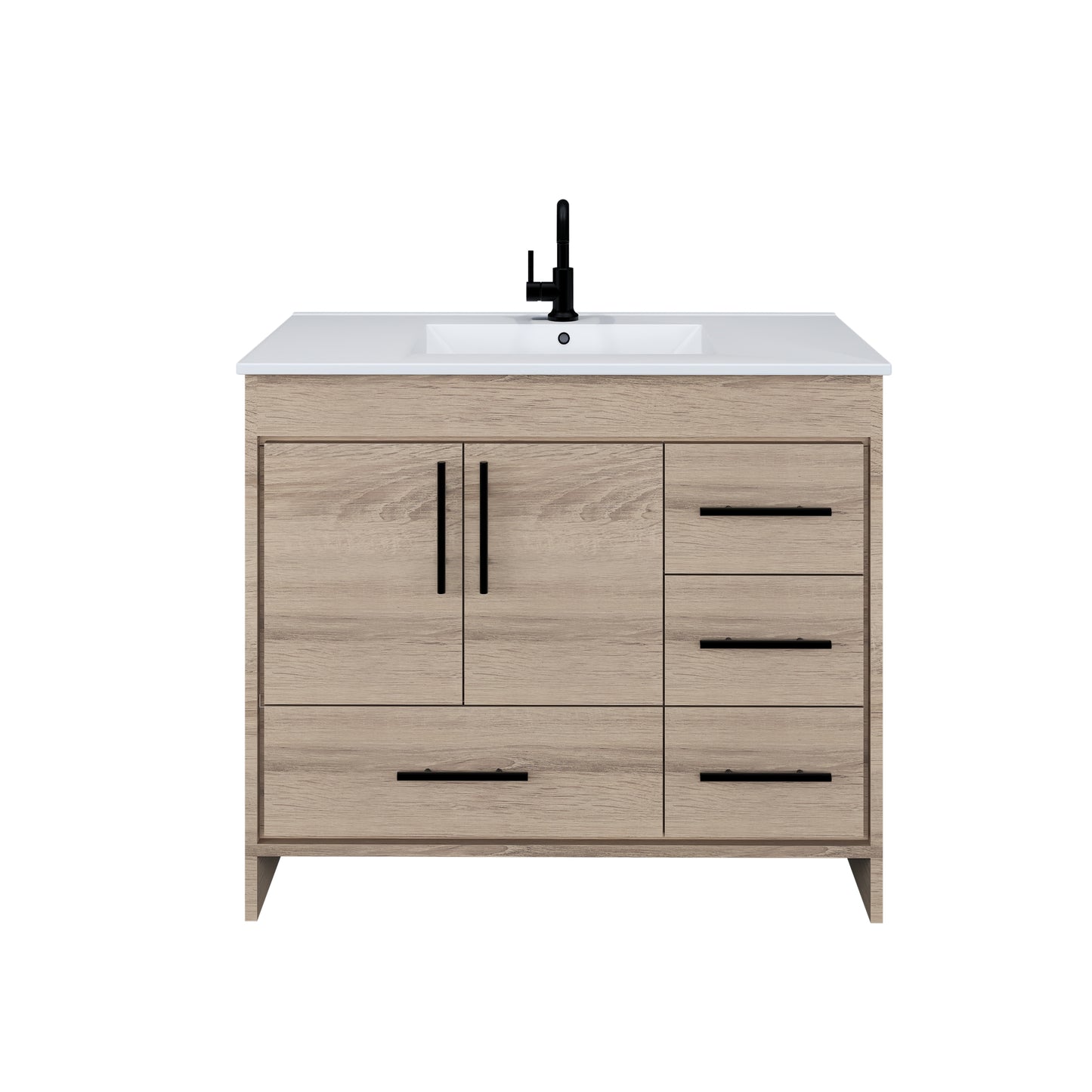 Flow 40" Bathroom Vanity with integrated counter top Right Side Drawers