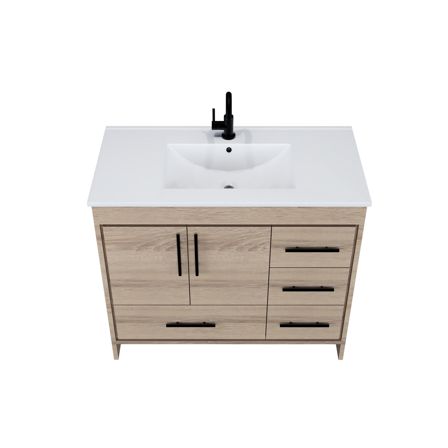 Flow 40" Bathroom Vanity with integrated counter top Right Side Drawers